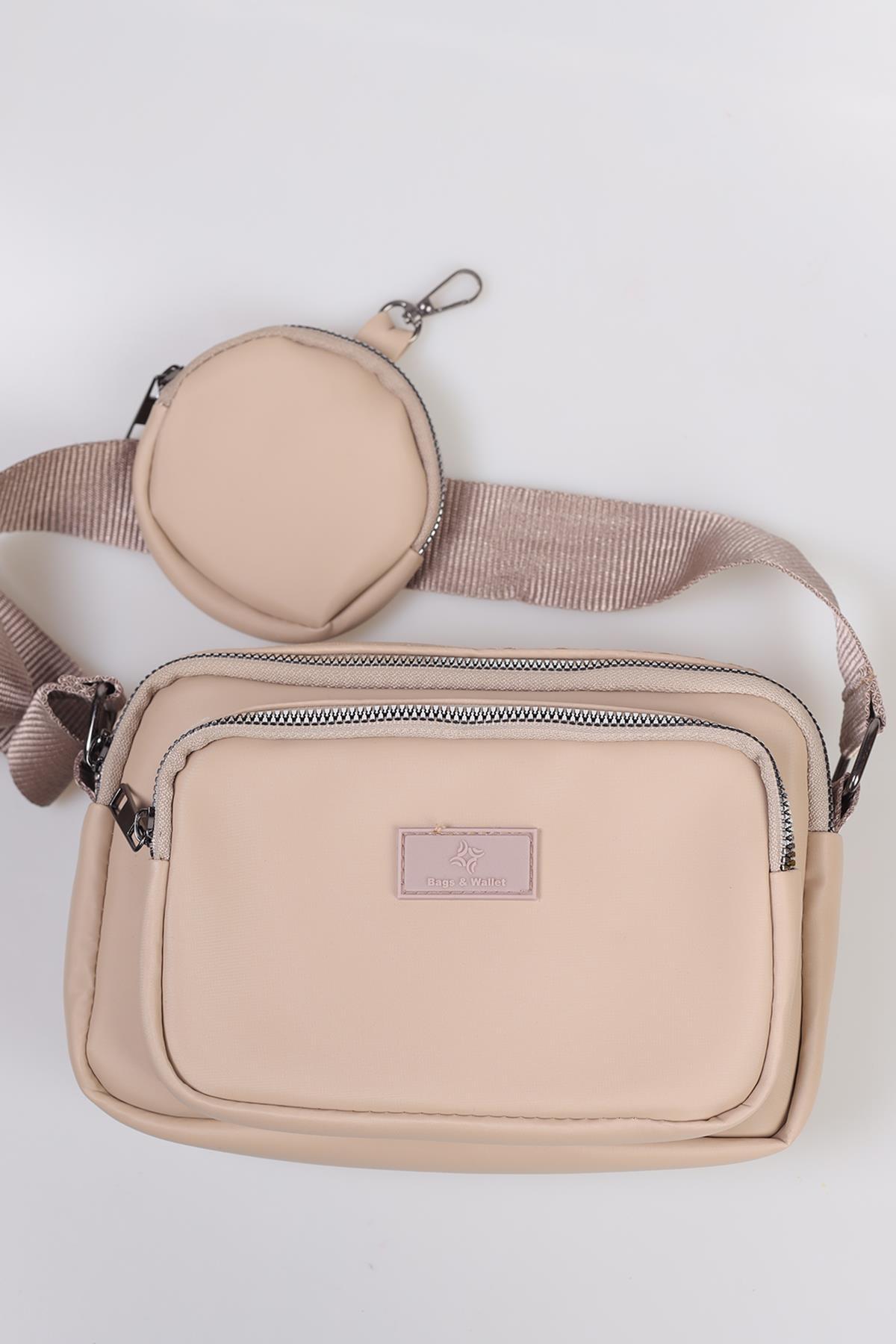 Kırınkıl Kumaş Bayan Cüzdanlı Çanta - 3064 Vizon - 4