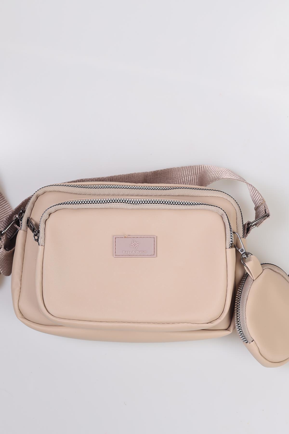 Kırınkıl Kumaş Bayan Cüzdanlı Çanta - 3064 Vizon - 2