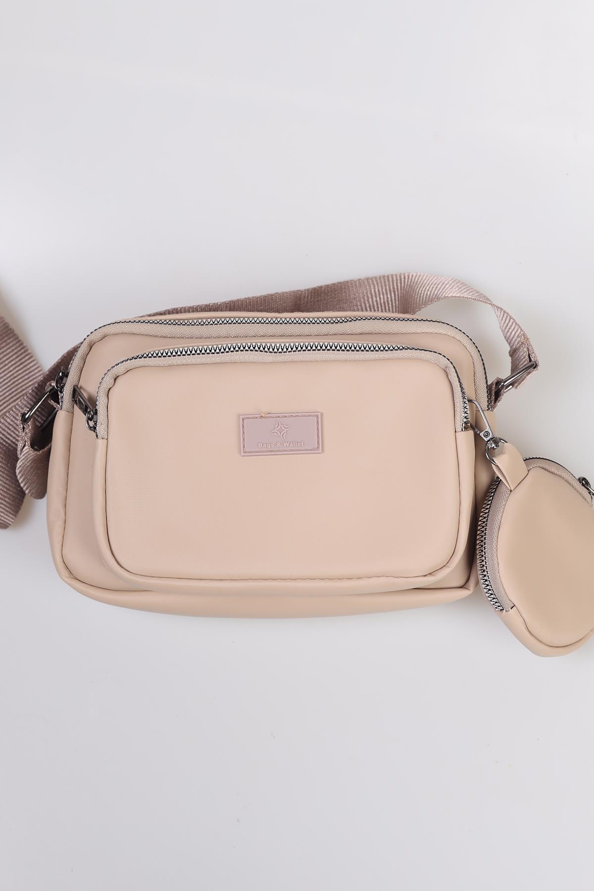 Kırınkıl Kumaş Bayan Cüzdanlı Çanta - 3064 Vizon - 3