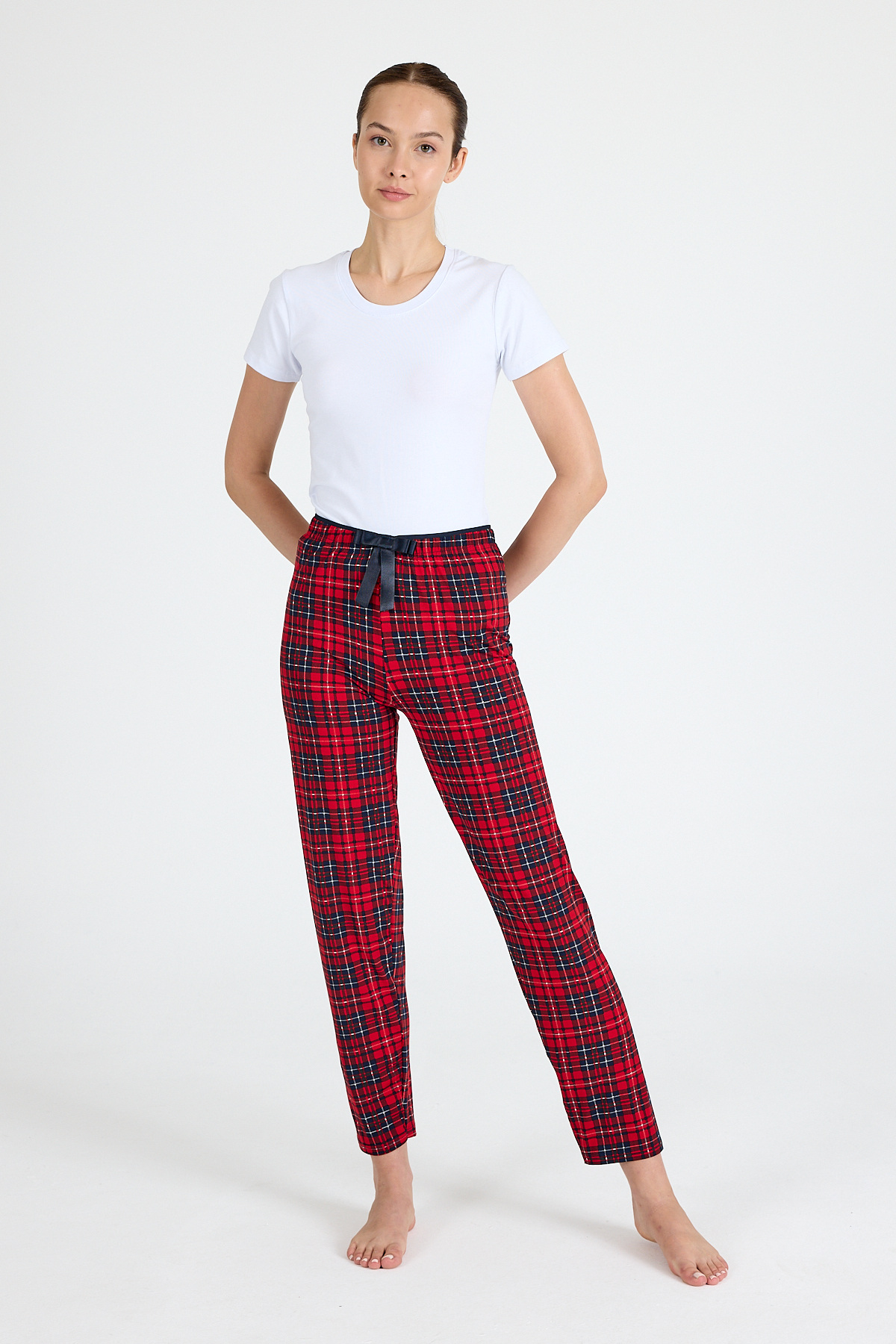 Kırmızı Dama Desenli Pijama Altı 4522 