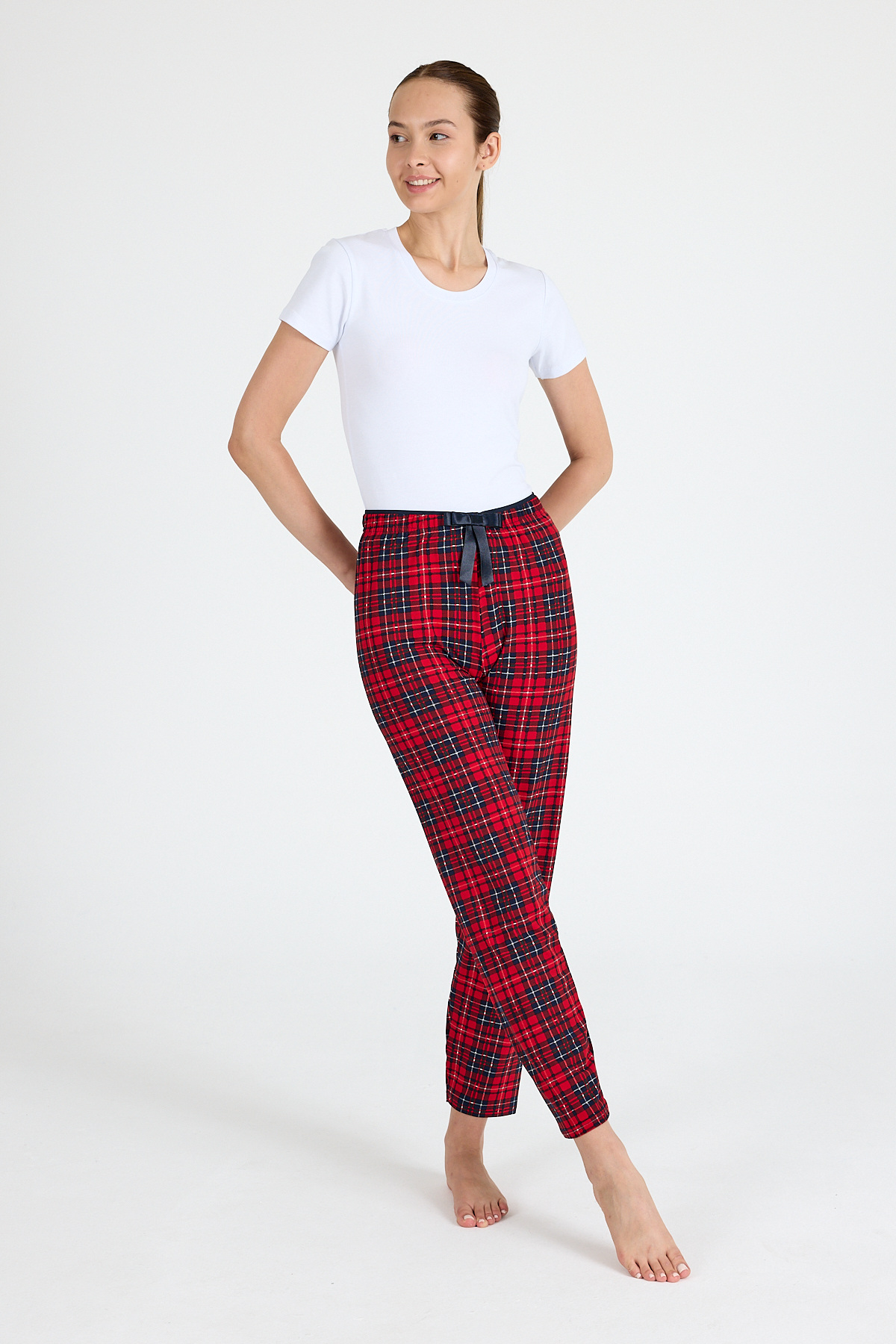 Kırmızı Dama Desenli Pijama Altı 4522 - 3