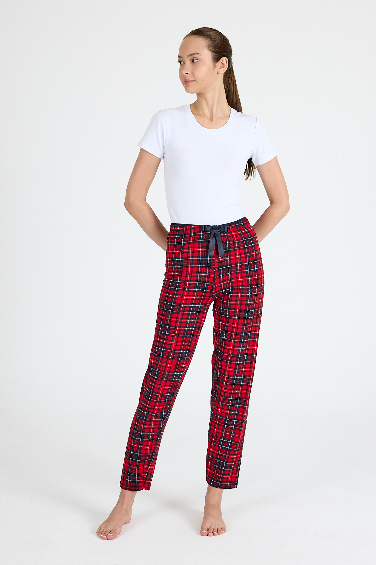 Kırmızı Dama Desenli Pijama Altı 4522 - 6