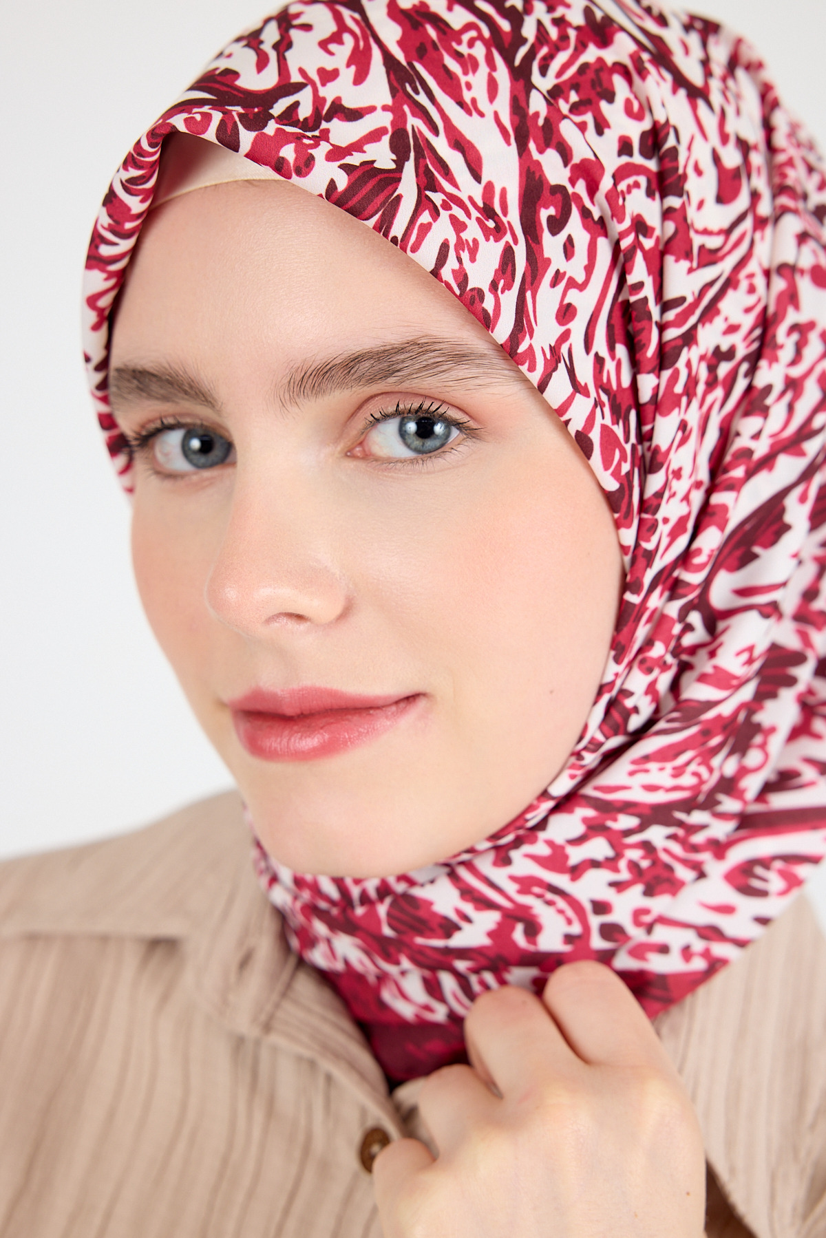 Kırmızı Ebru Desenli Eşarp 3012 - RAYS