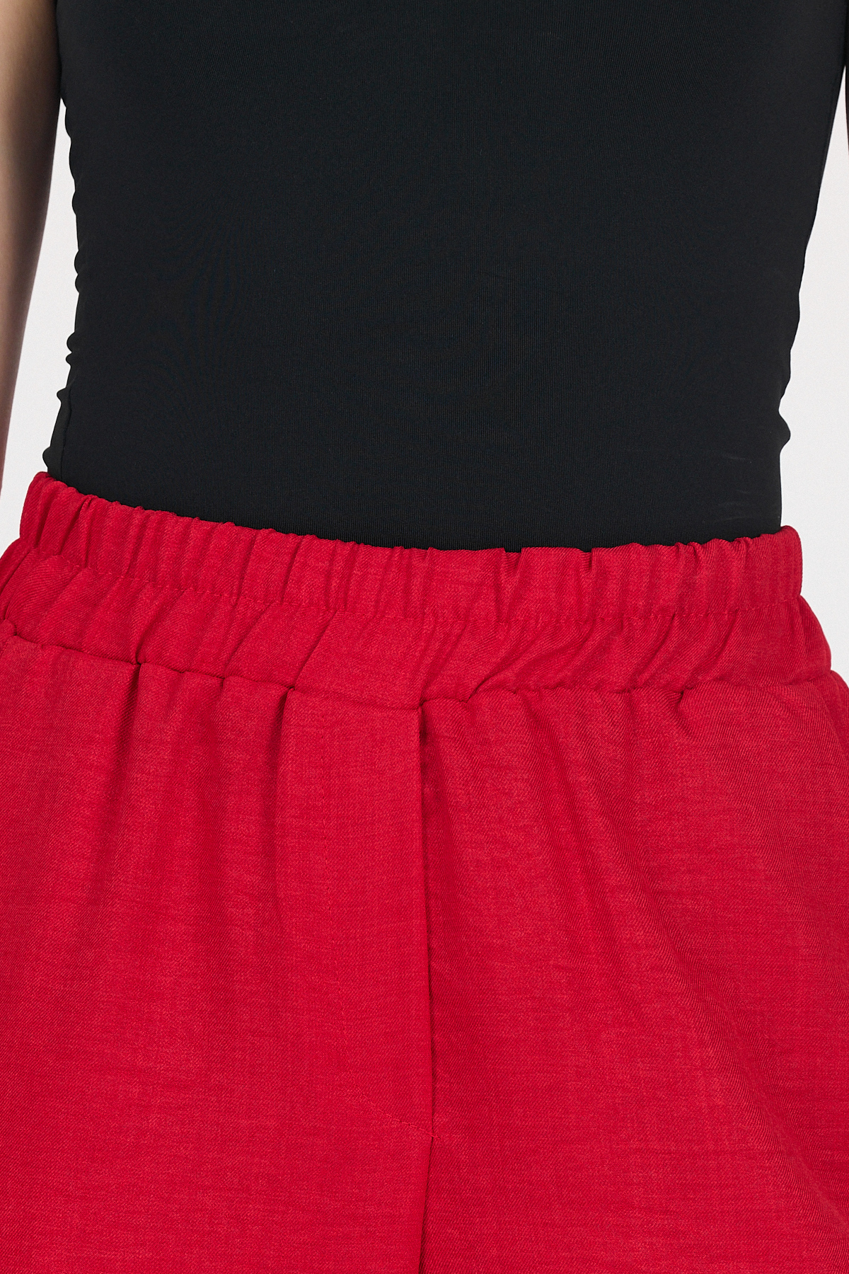 Kırmızı Pamuklu Beli Lastikli Bol Paça Pantolon 4657A - 4