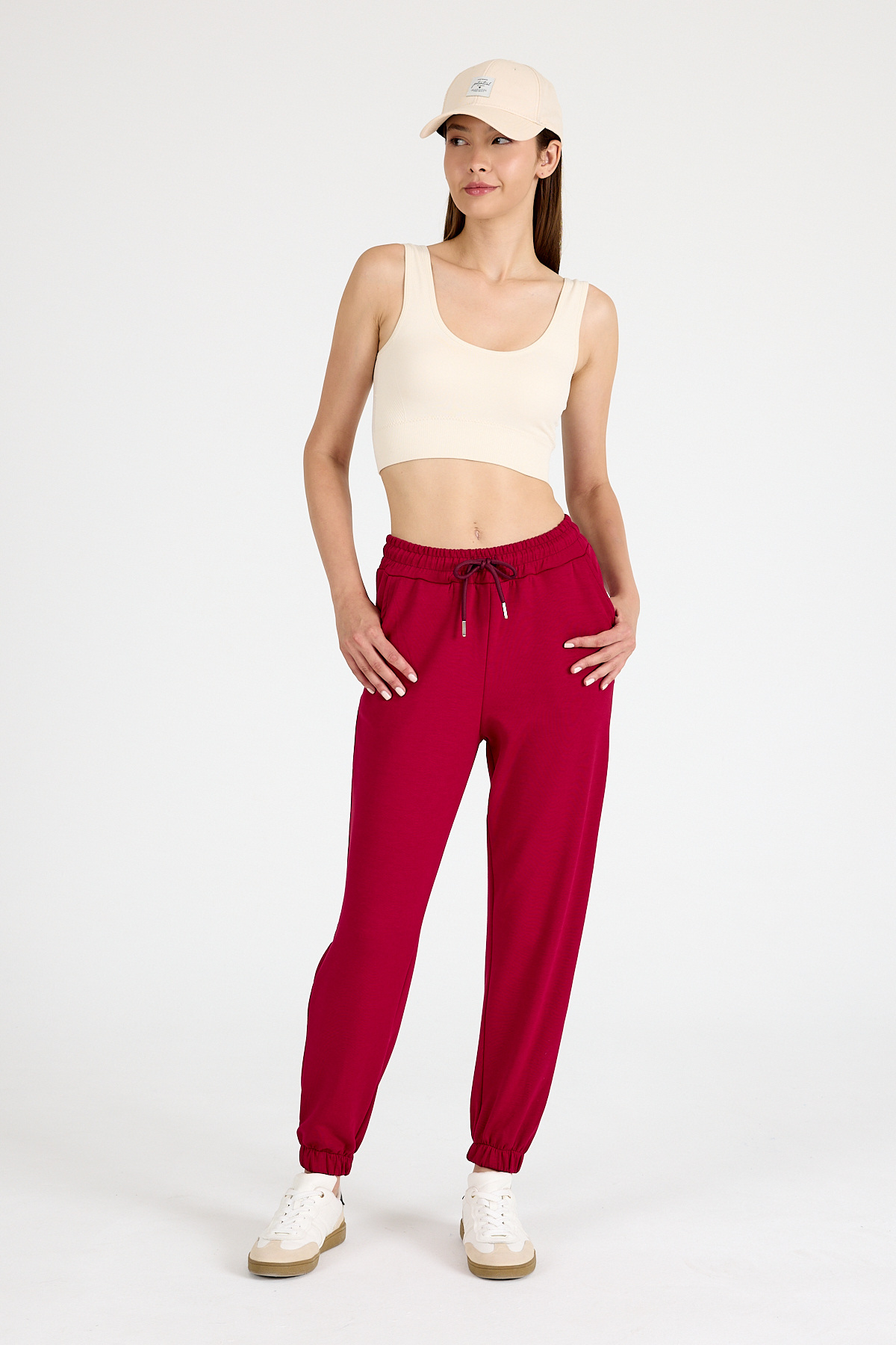 Kırmızı Yumuşak Dokulu Esnek Premium Kumaş Rahat Kalıp Eşofman Altı 8242 - 7