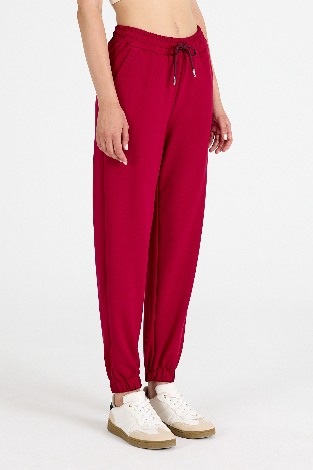 Kırmızı Yumuşak Dokulu Esnek Premium Kumaş Rahat Kalıp Eşofman Altı 8242 - 6