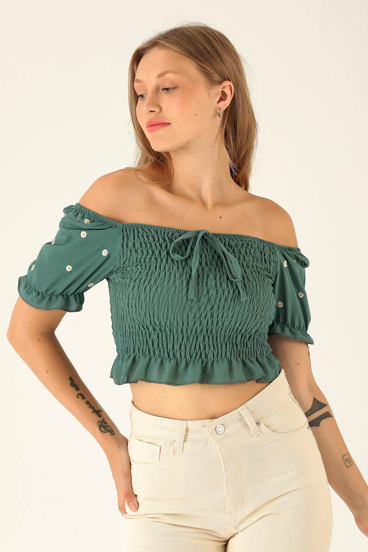 Kol Çiçek Detay Bluz - 8152 Çağla - 2