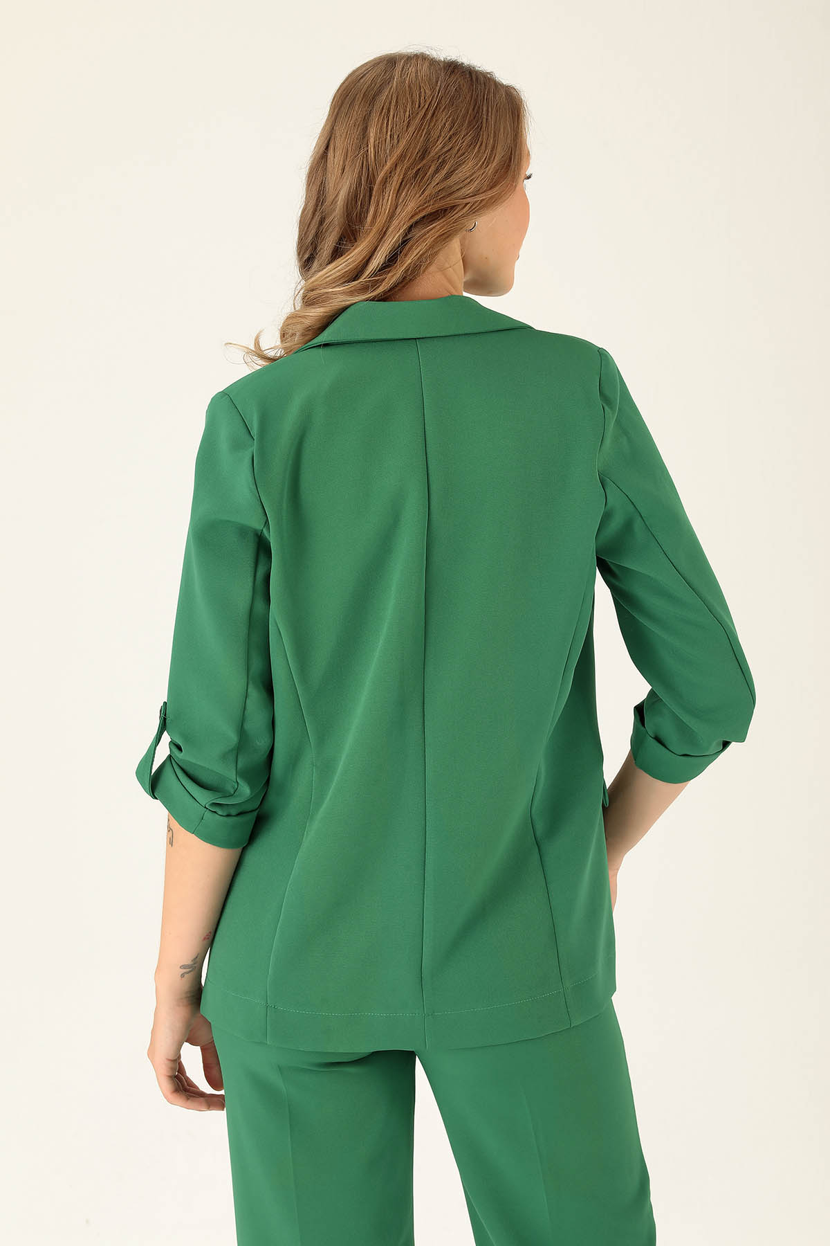 Kol Düğme Detay Ceket - 9013A Benetton Yeşili - 3