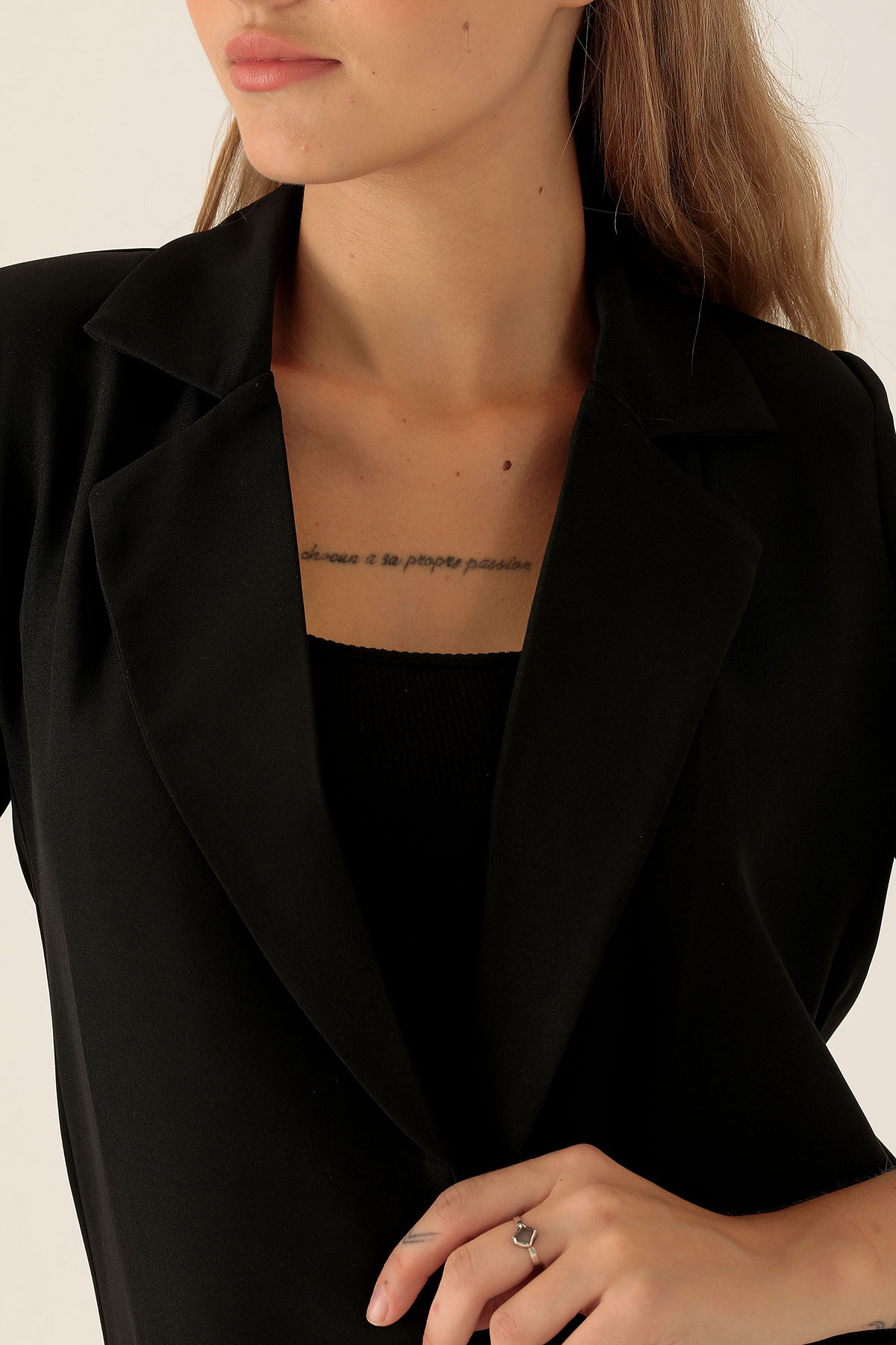 Kol Düğme Detay Ceket - 9013A Siyah - 6