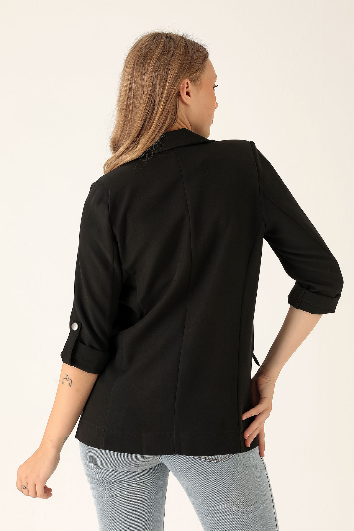 Kol Düğme Detay Ceket - 9013A Siyah - 3