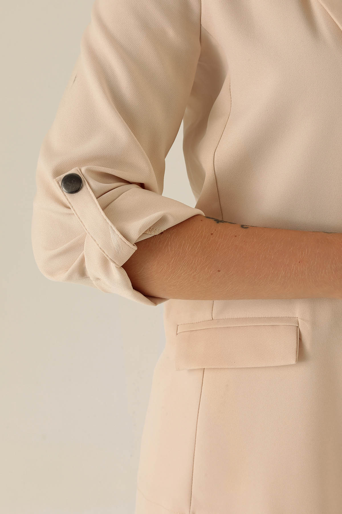 Kol Düğme Detay Ceket - 9013A Taş - 6