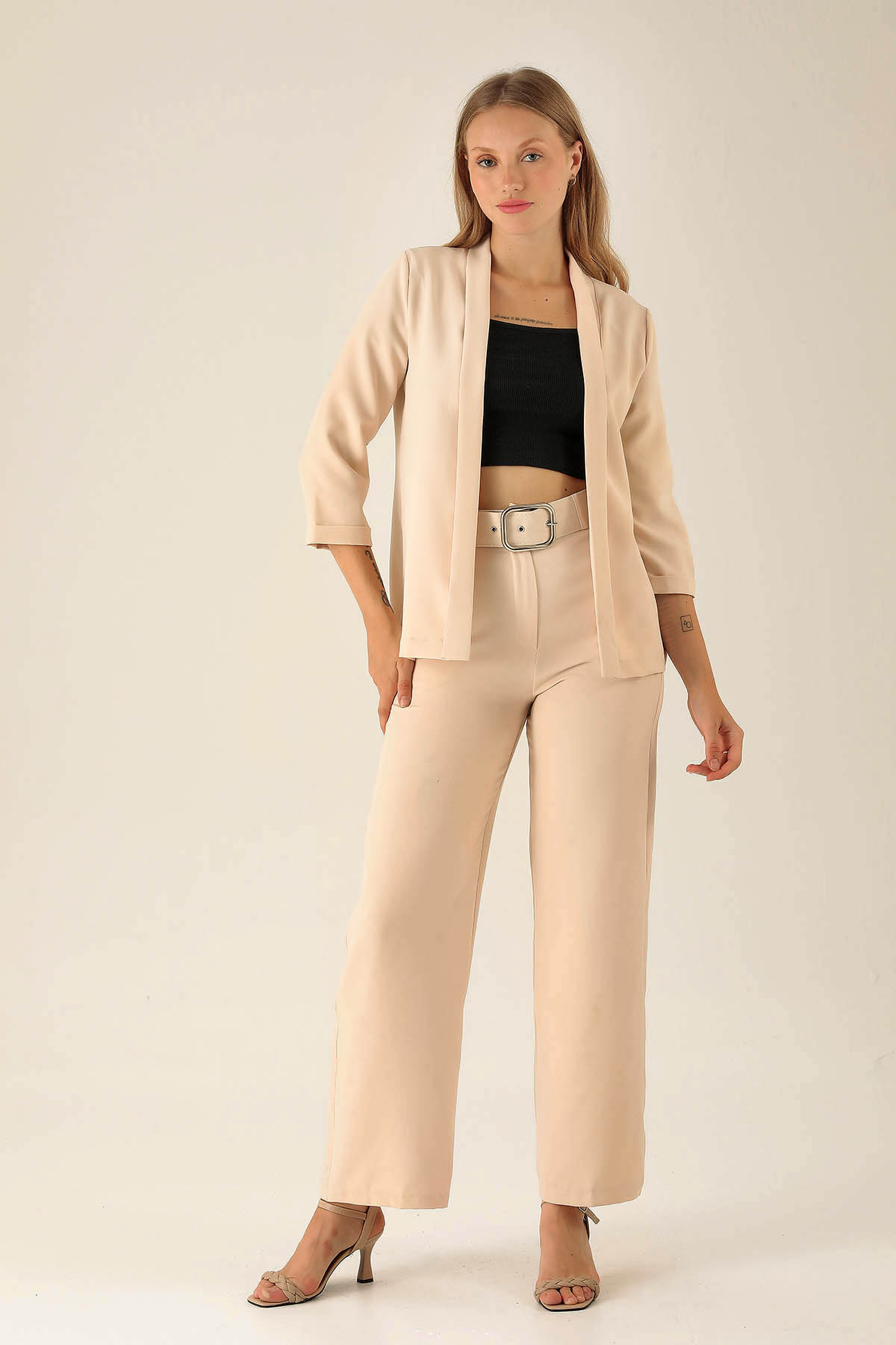 Kol Katlama Detay Ceket - 6382A Taş - 3