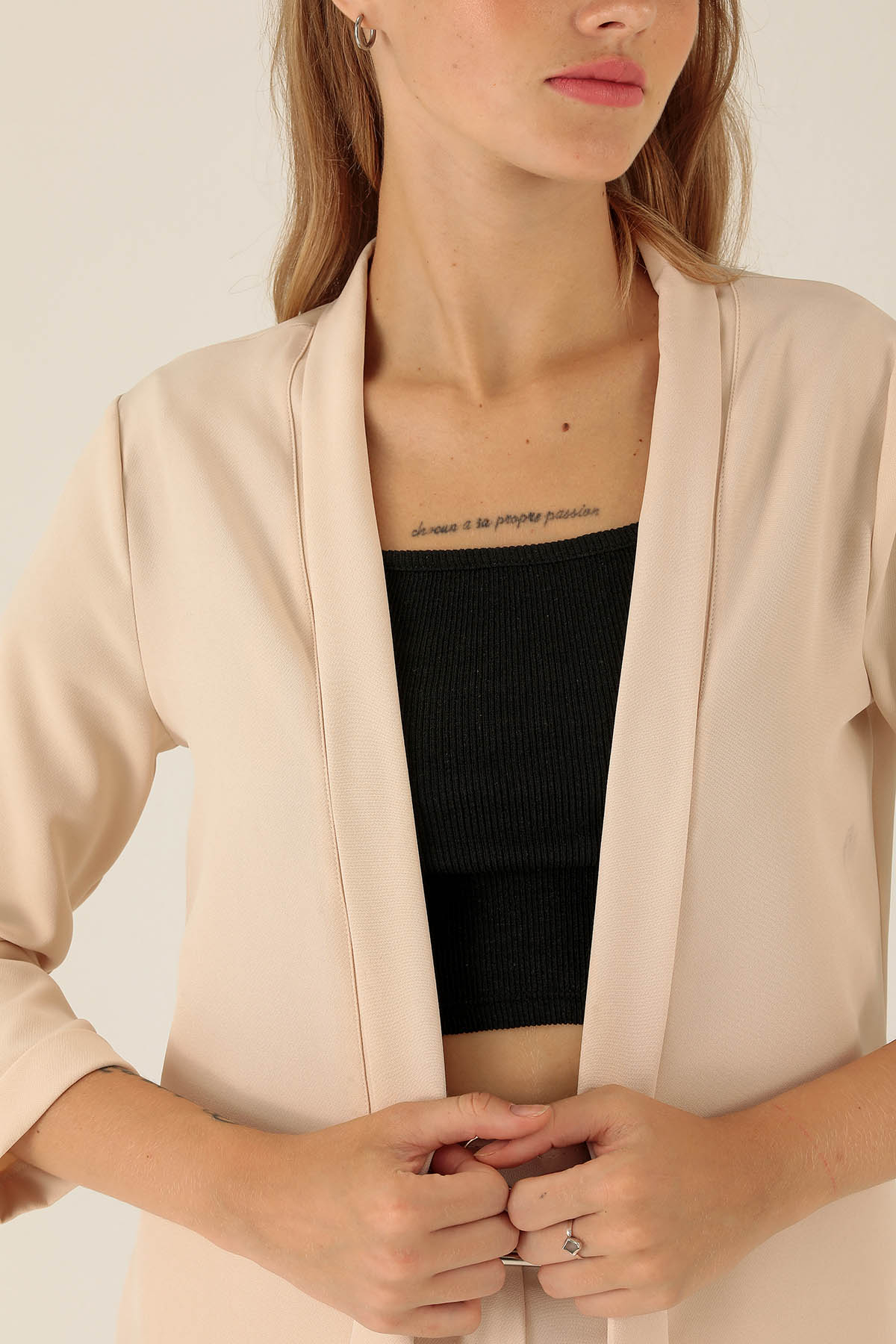 Kol Katlama Detay Ceket - 6382A Taş - 6