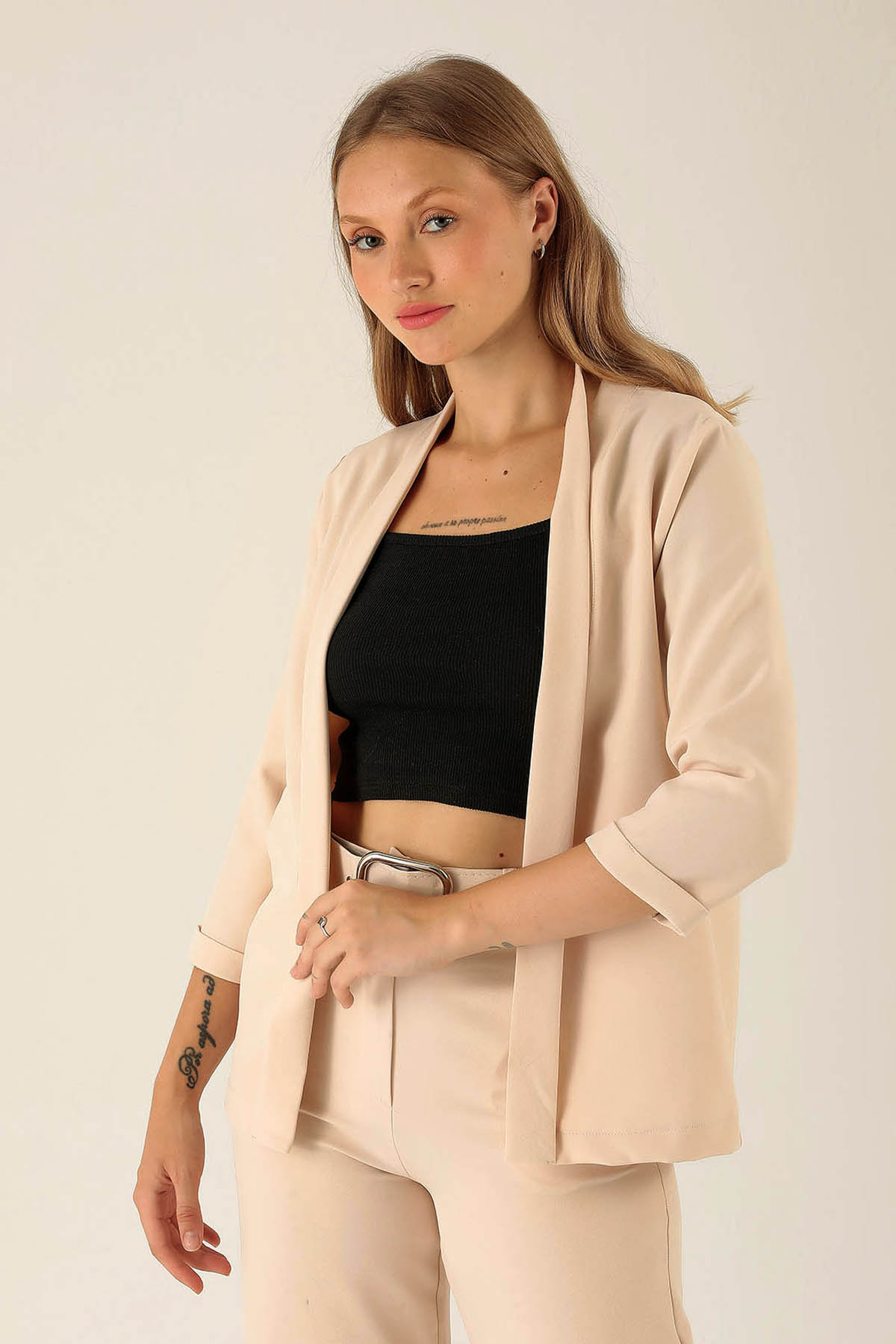 Kol Katlama Detay Ceket - 6382A Taş - 2