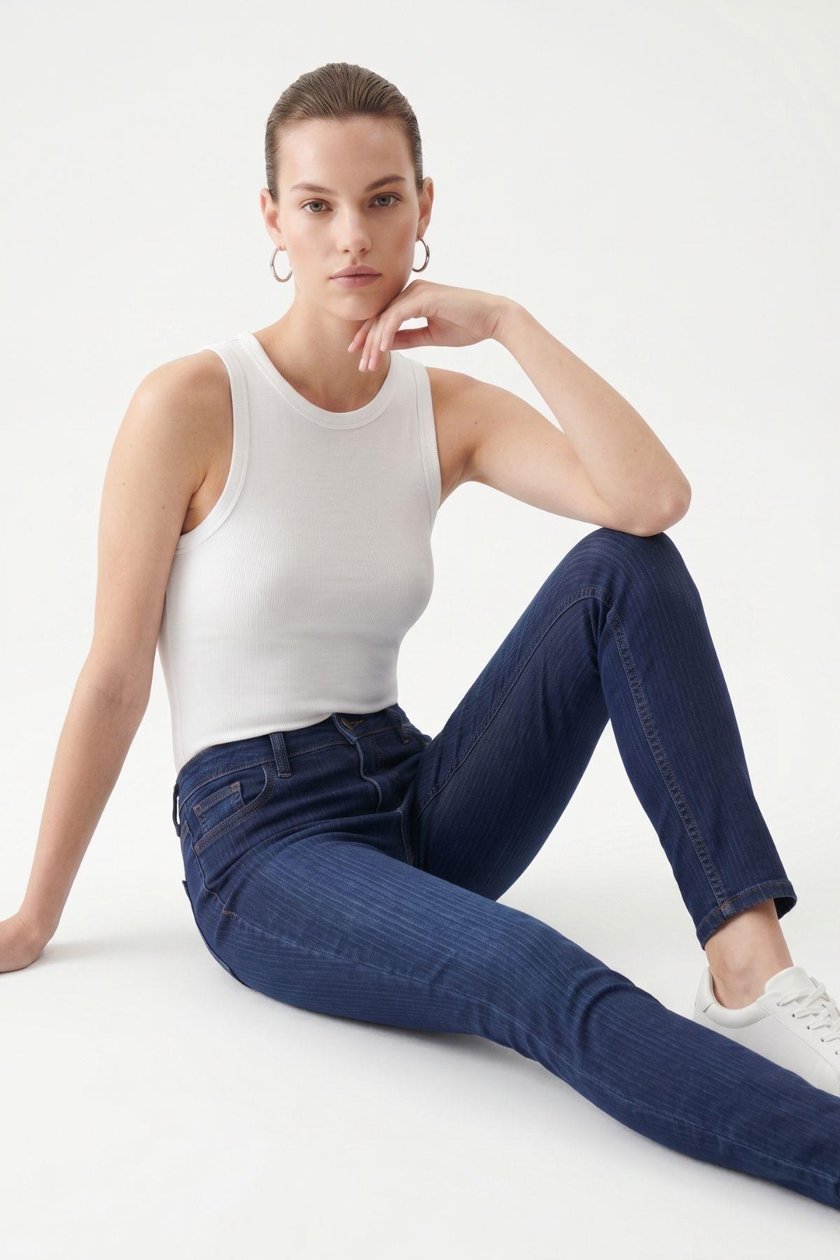 Yüksek Bel Jean 1054 Koyu Mavi - RAYS