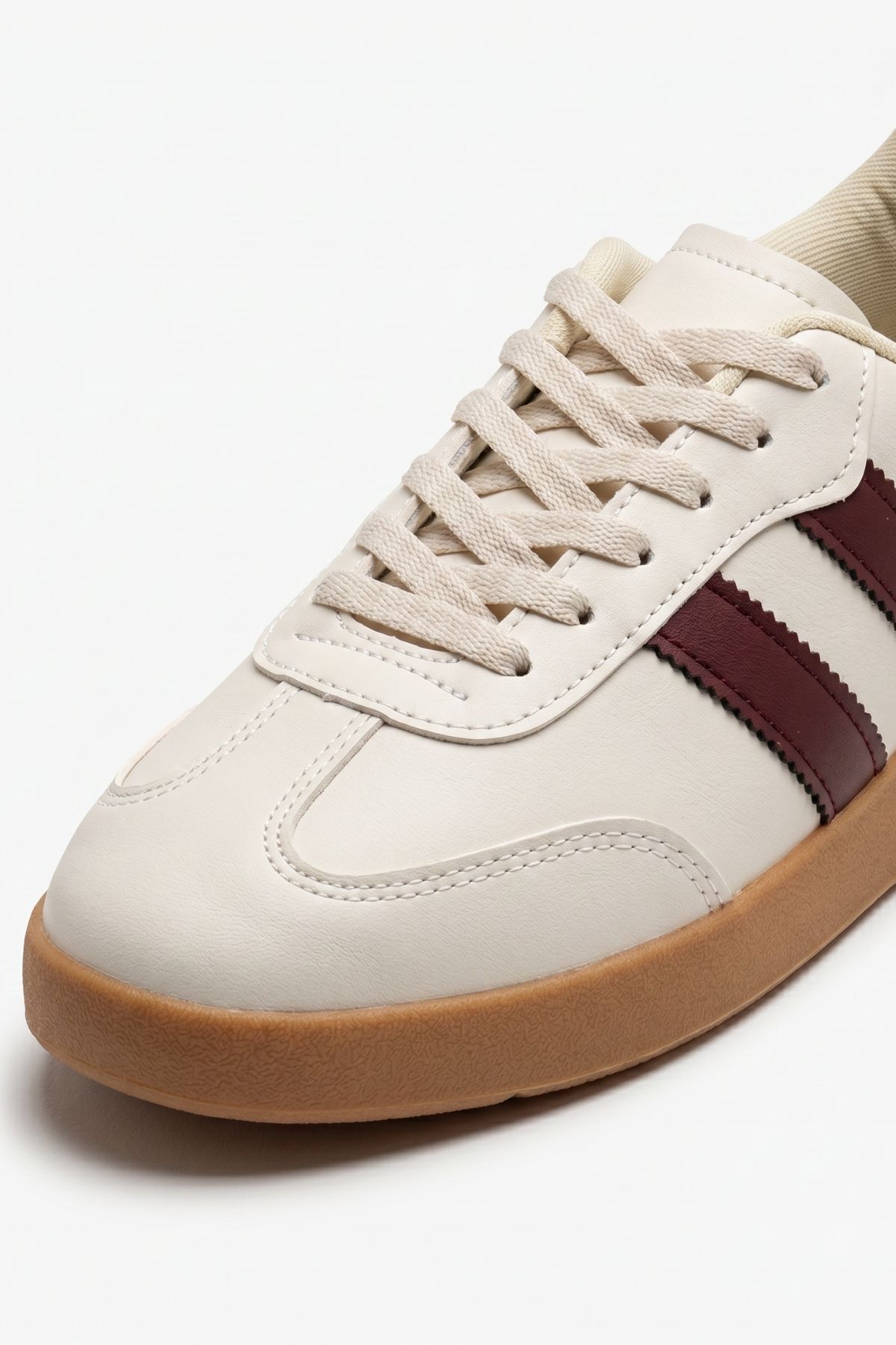 Krem-Bordo Çizgili Günlük Ayakkabı 958 - 3