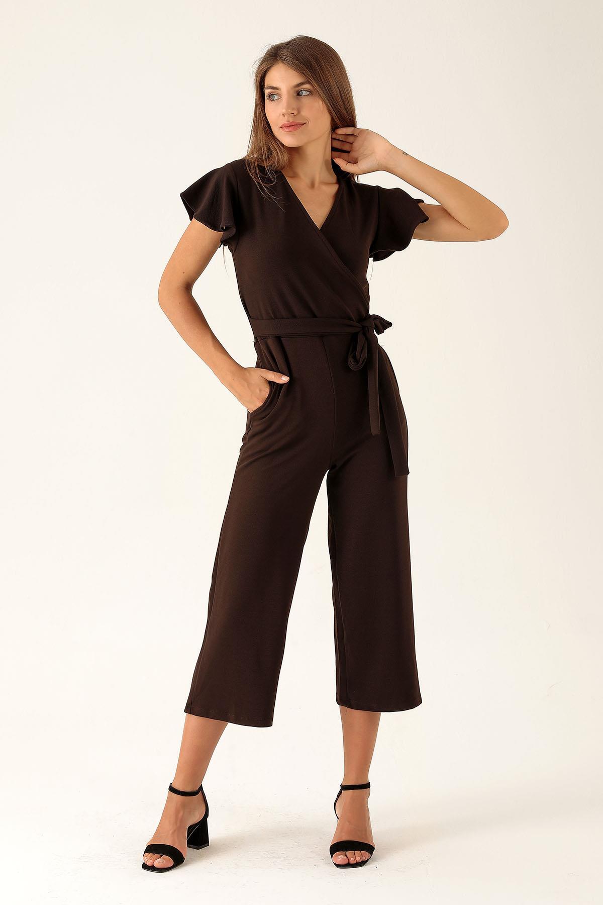 Kruvaze Yaka Tulum - 9407-1 Kahve - 2