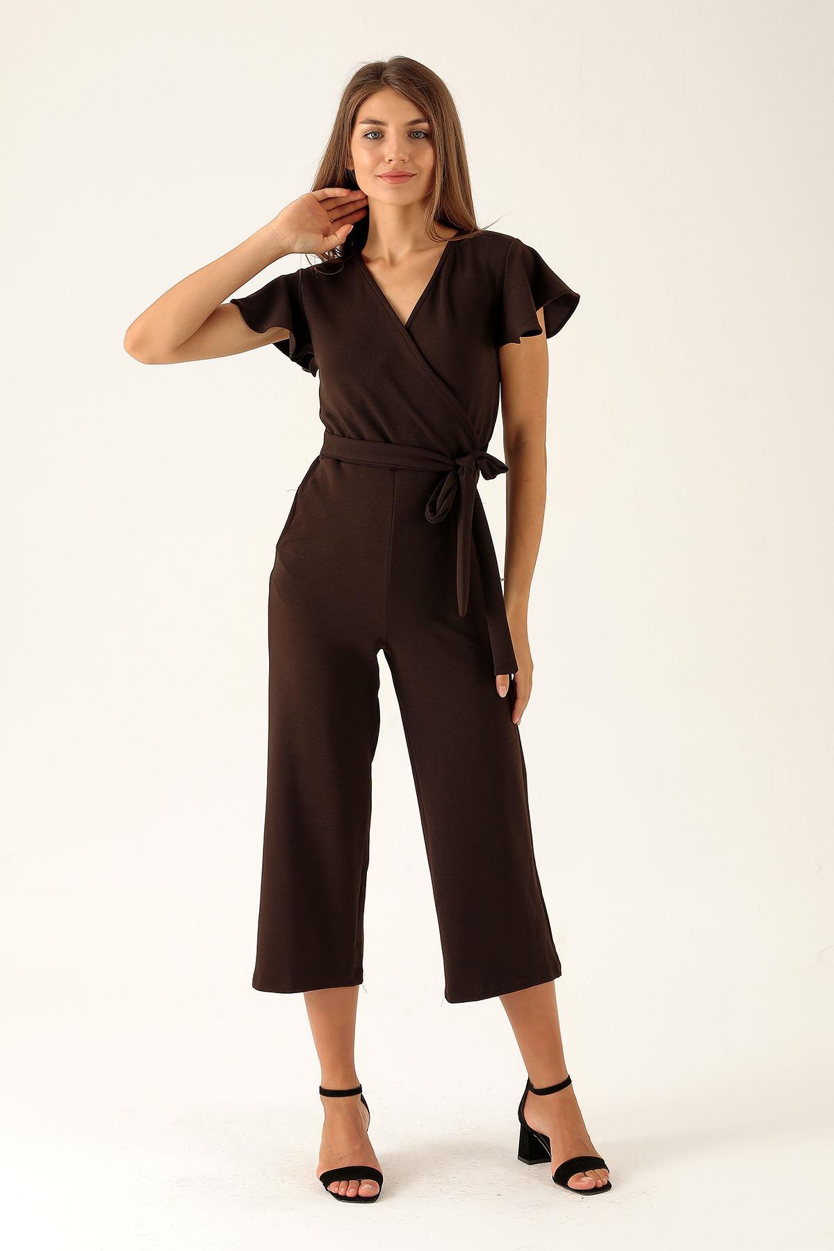 Kruvaze Yaka Tulum - 9407-1 Kahve - 3