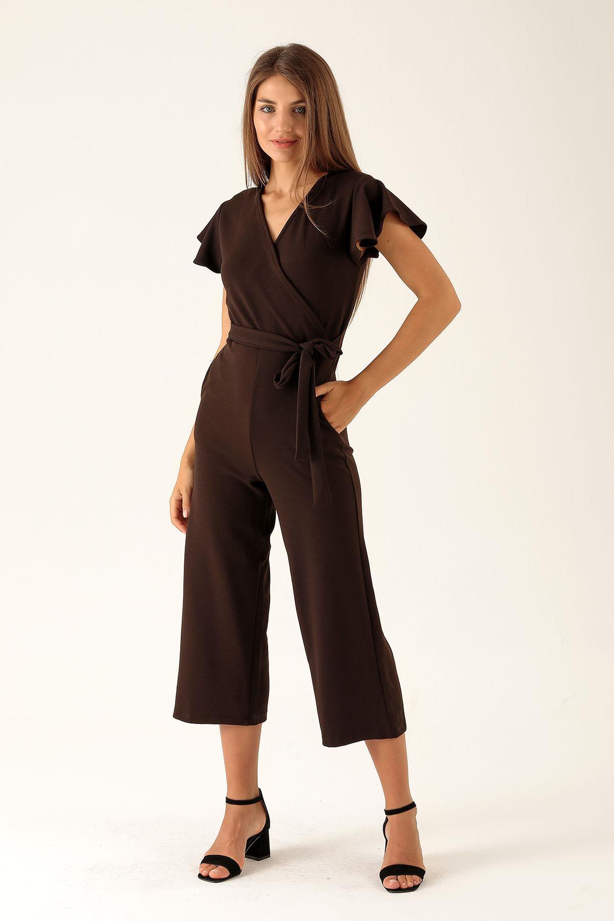 Kruvaze Yaka Tulum - 9407-1 Kahve - 4