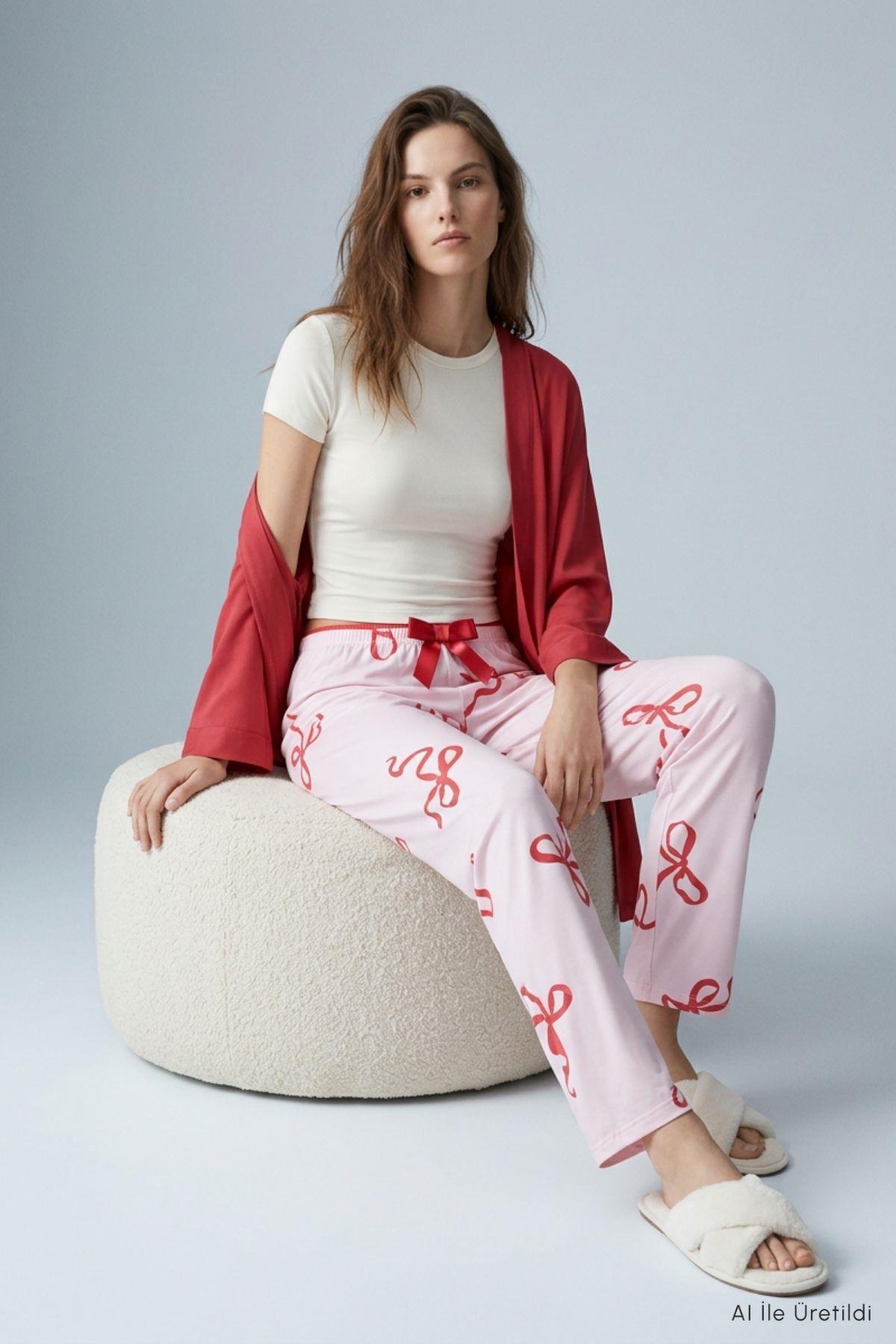 Kurdele Desen Pijama 4555 Pembe - RAYS