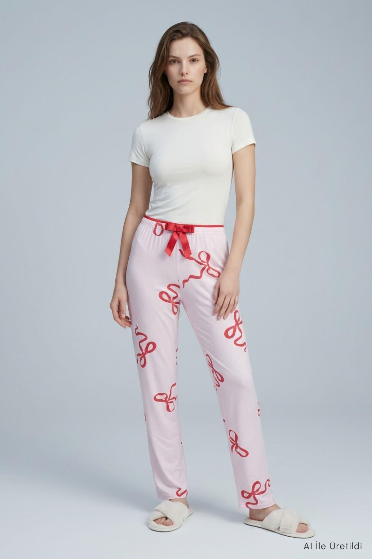 Kurdele Desen Pijama 4555 Pembe - 2