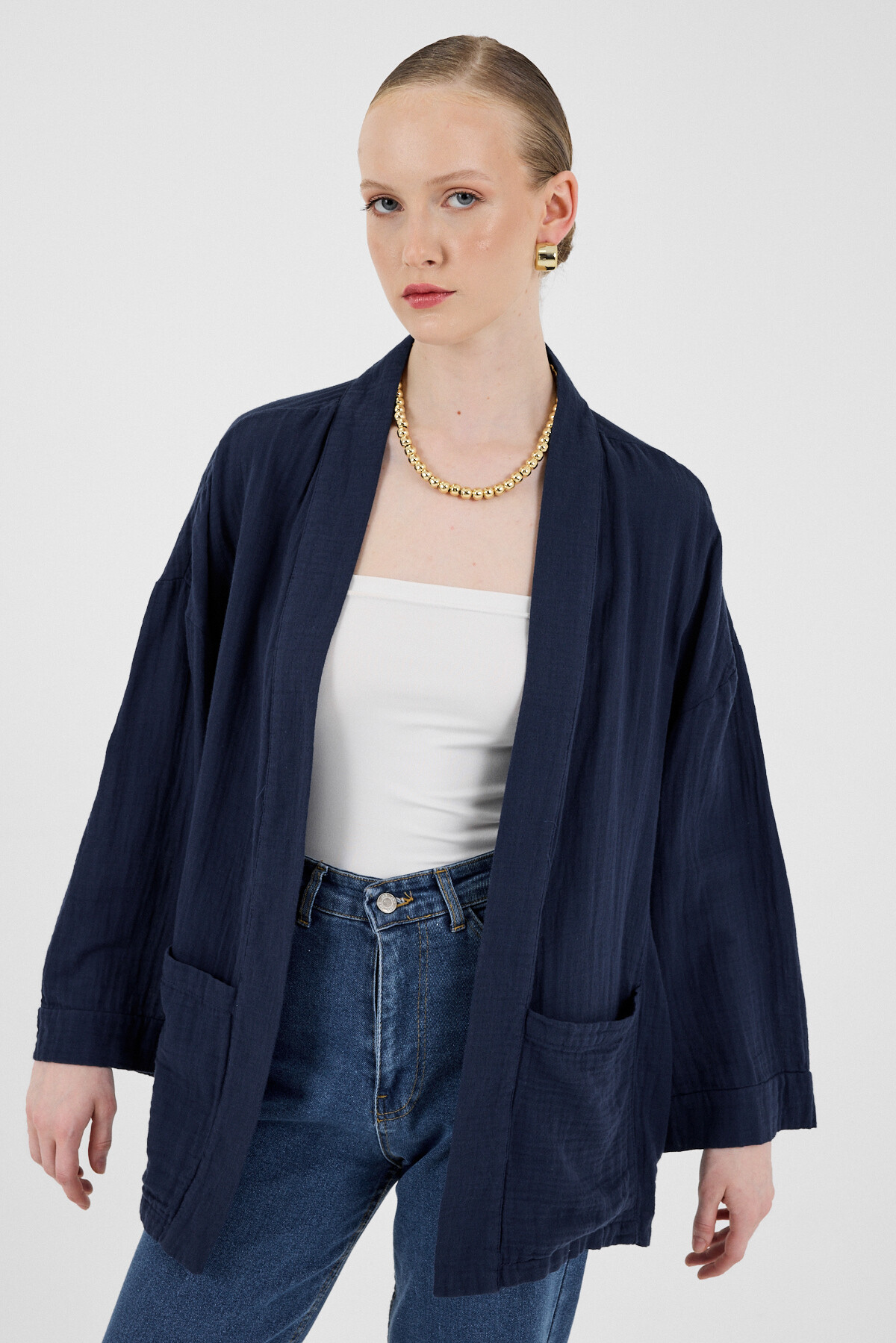 Laci %100 Pamuk Cepli Müslin Kimono 8065A - 2