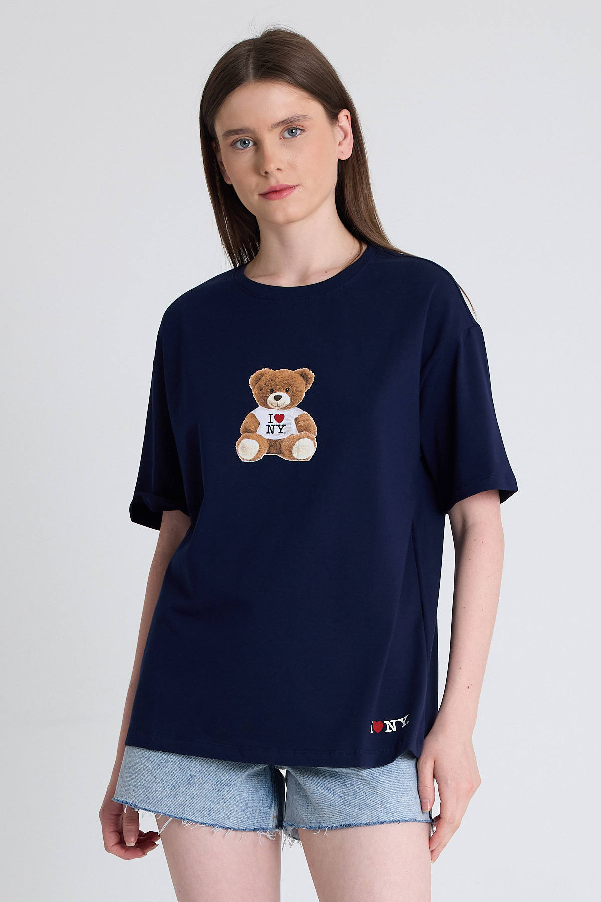 Laci Ayı Baskılı Oversize Tişört 6402 - RAYS