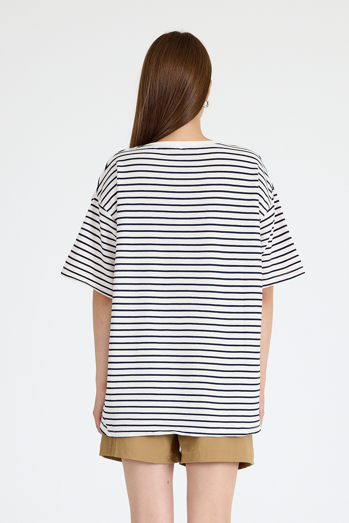 Laci Ayı Nakışlı Çizgili Oversize Tişört 3083 - 5