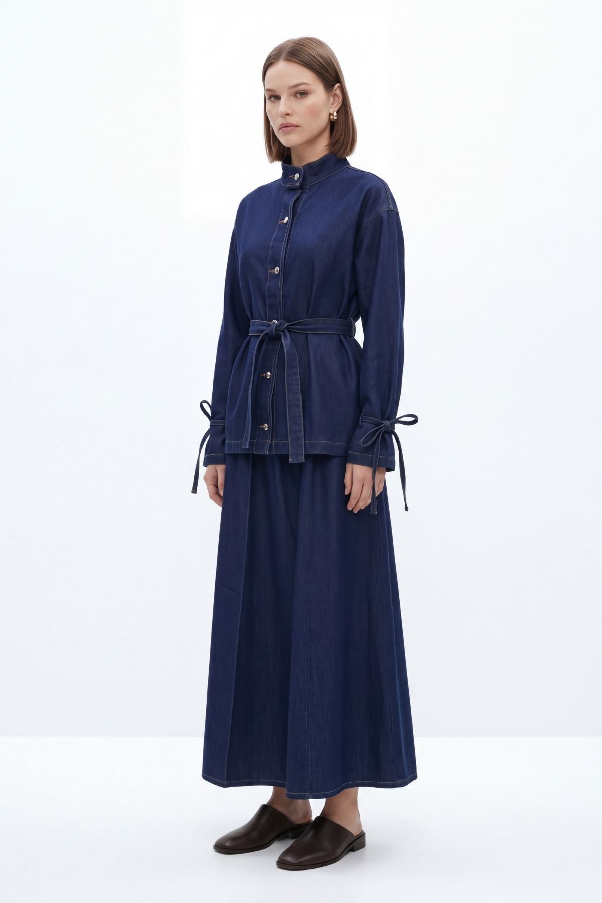 Laci Balon Kol Kuşaklı Ceket Etek Takım 0097 - 1