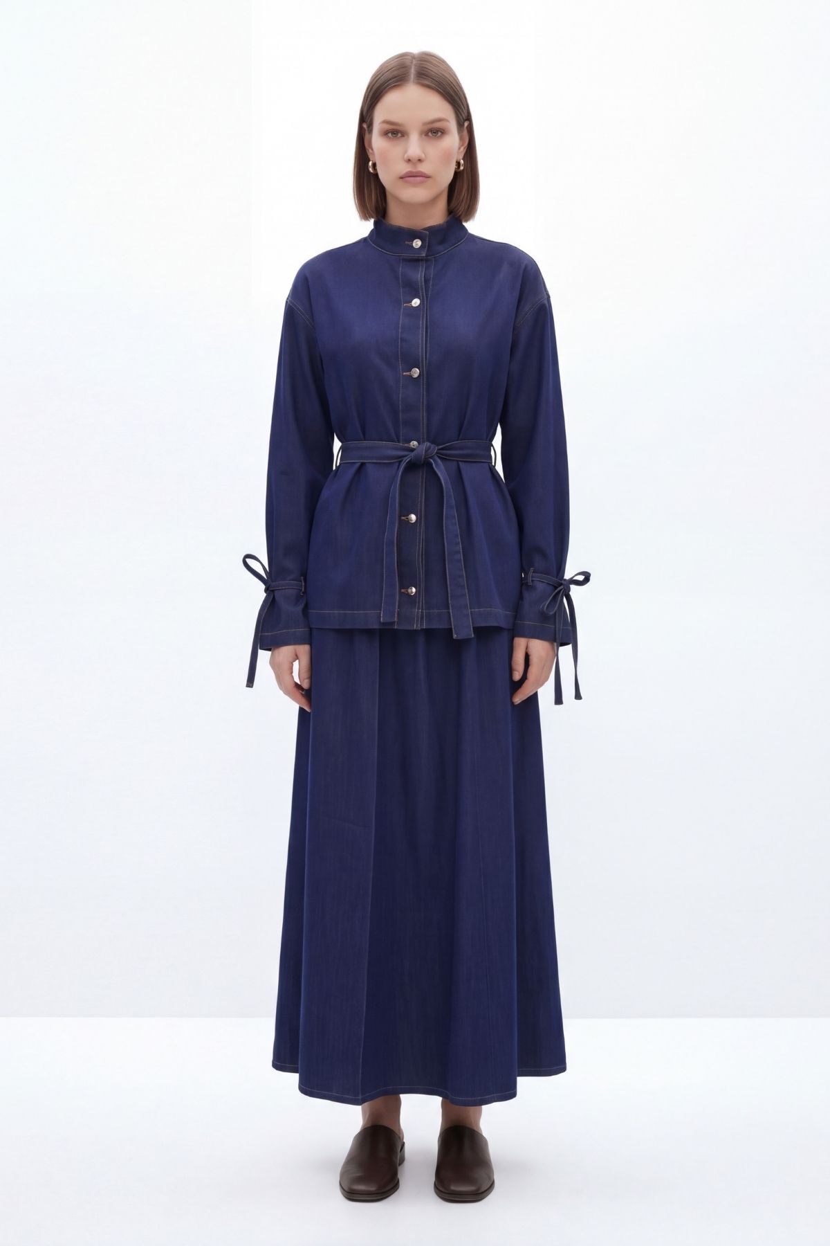 Laci Balon Kol Kuşaklı Ceket Etek Takım 0097 - 2