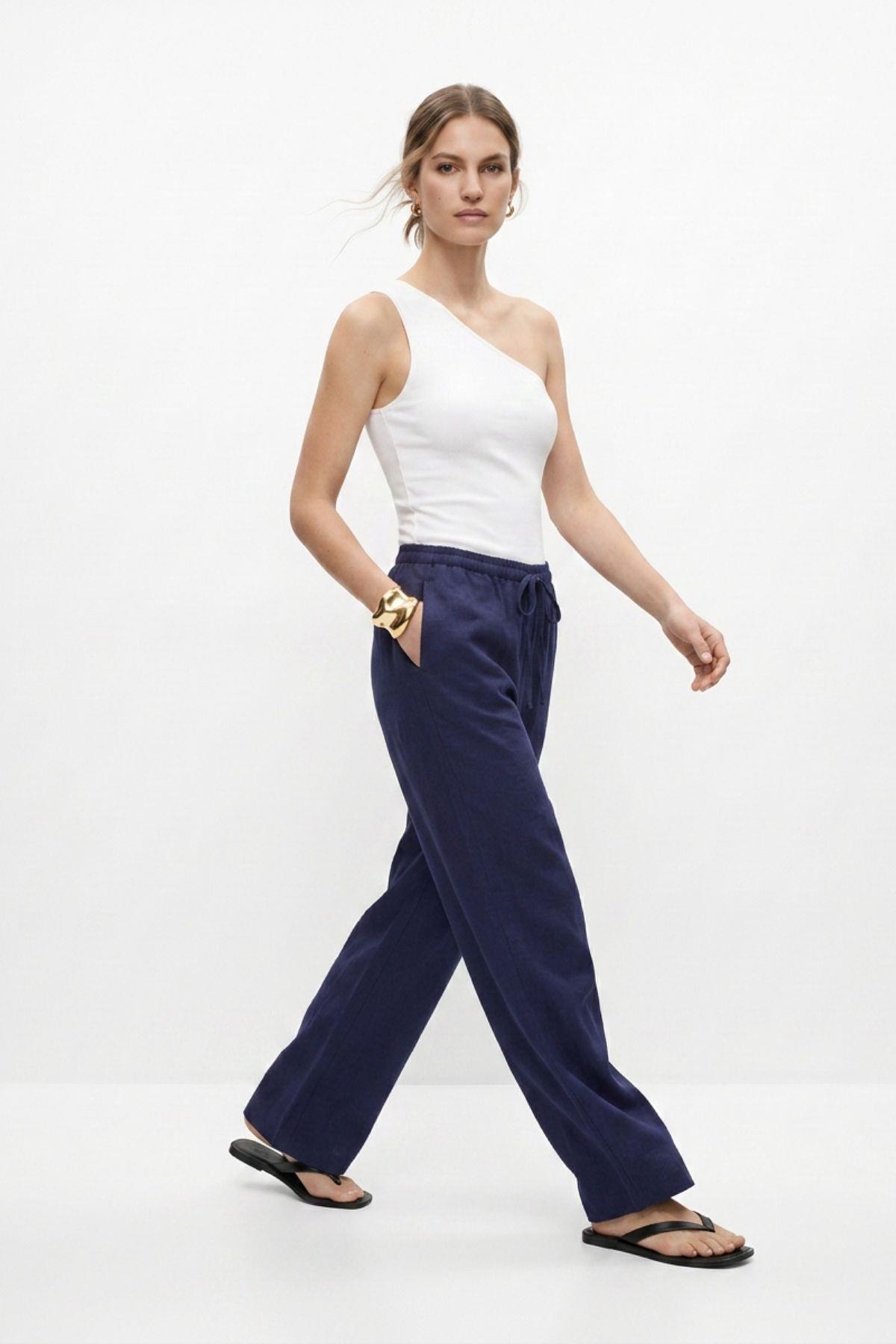 Laci Bel İnce Lastikli Cepli Pantolon 8168A - RAYS