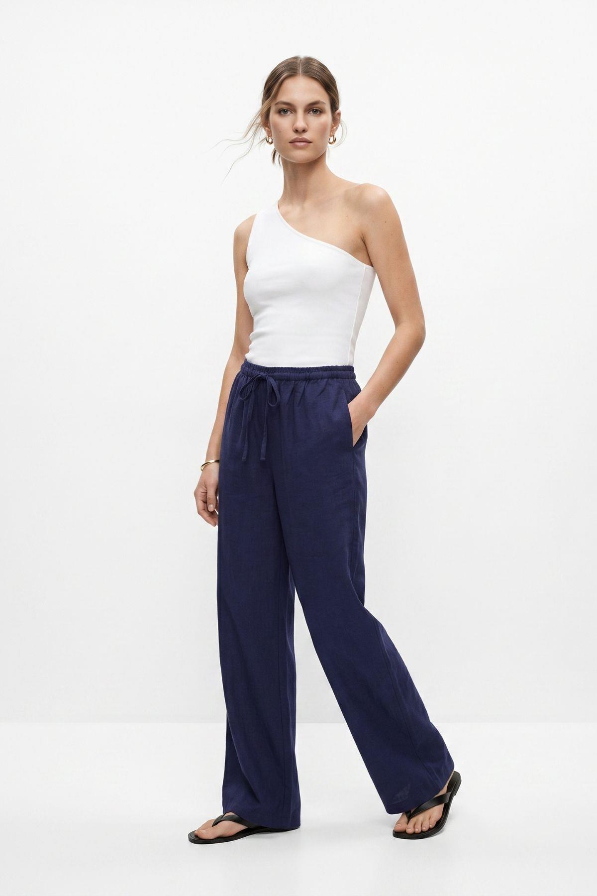 Laci Bel İnce Lastikli Cepli Pantolon 8168A - RAYS