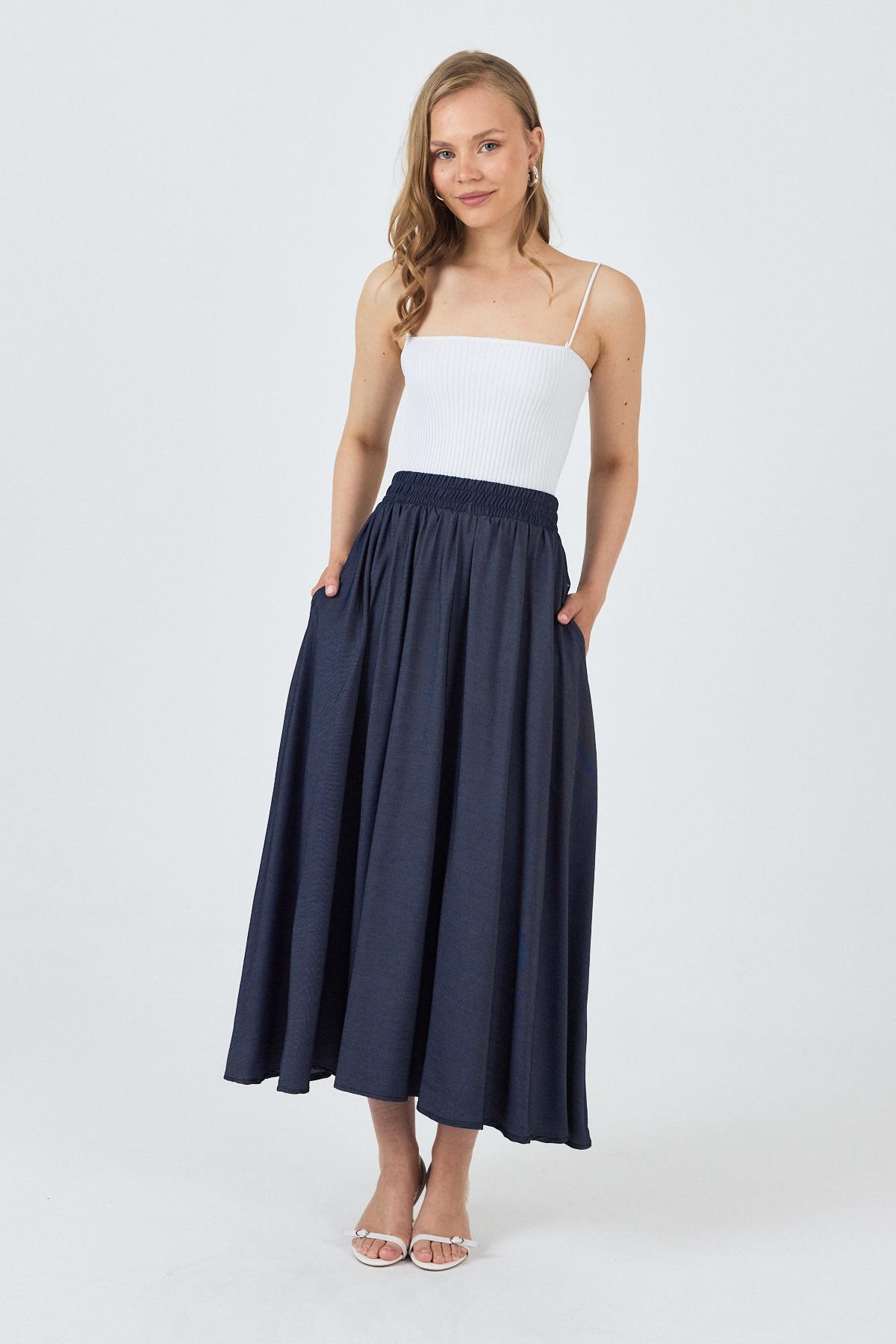 Laci Bel Lastikli Cepli Kloş Etek 4722A - 7