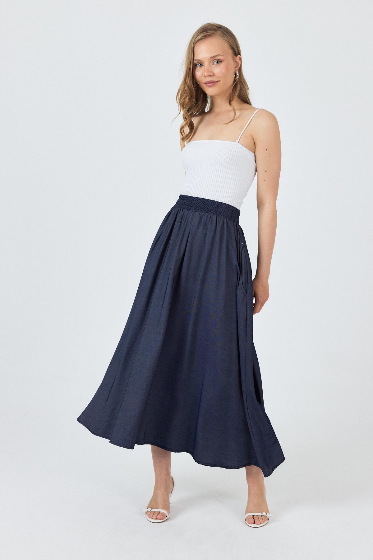 Laci Bel Lastikli Cepli Kloş Etek 4722A - 8