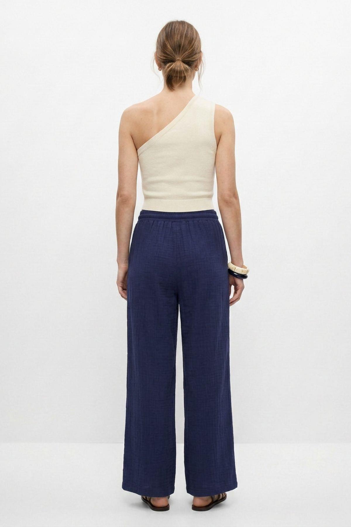 Bel Lastikli Geniş Paça Pantolon 8056A Laci - 3