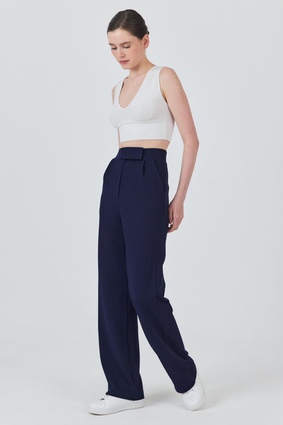 Laci Beli Cırtlı Rahat Palazzo Pantolon 4055A - 7