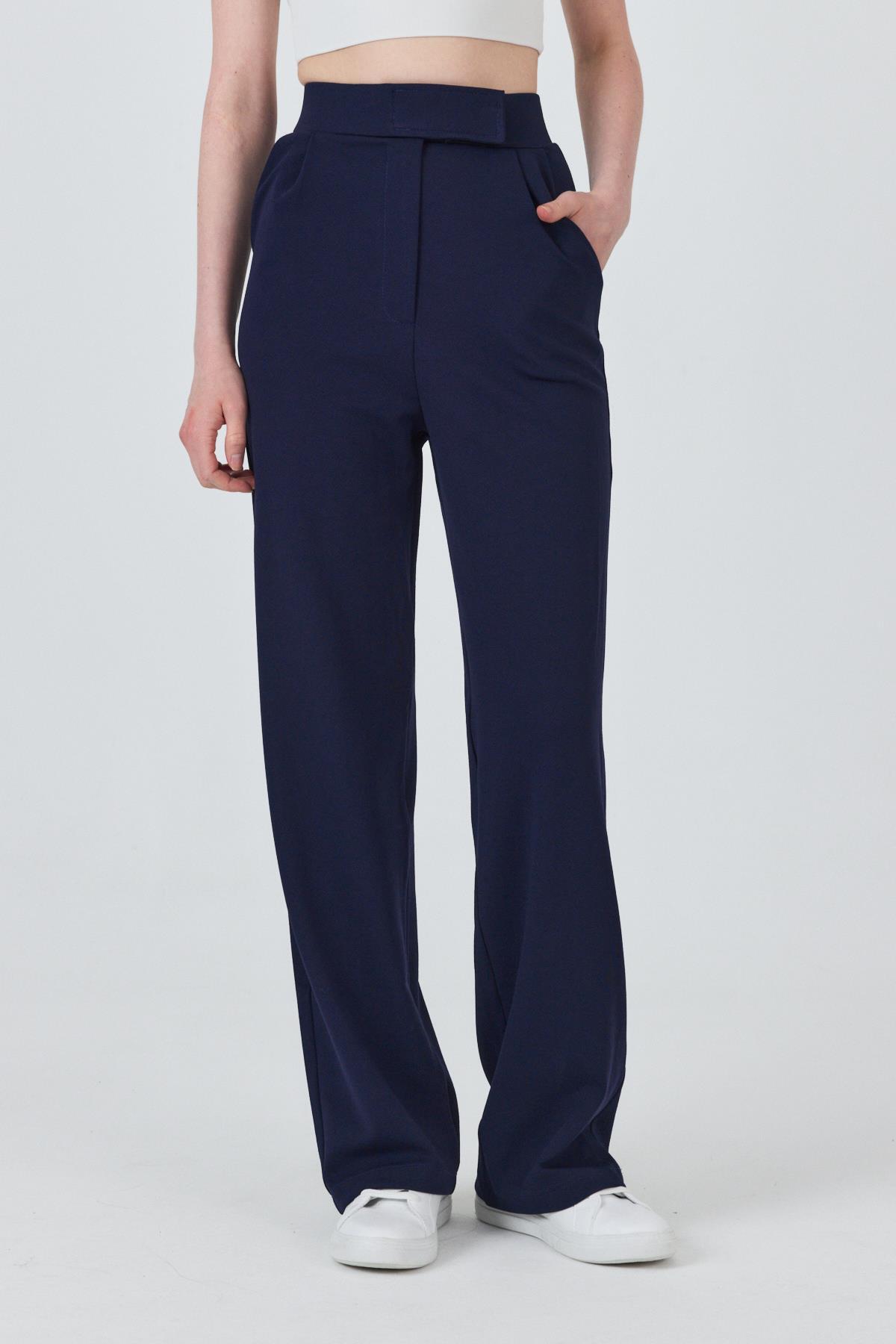 Laci Beli Cırtlı Rahat Palazzo Pantolon 4055A - 8