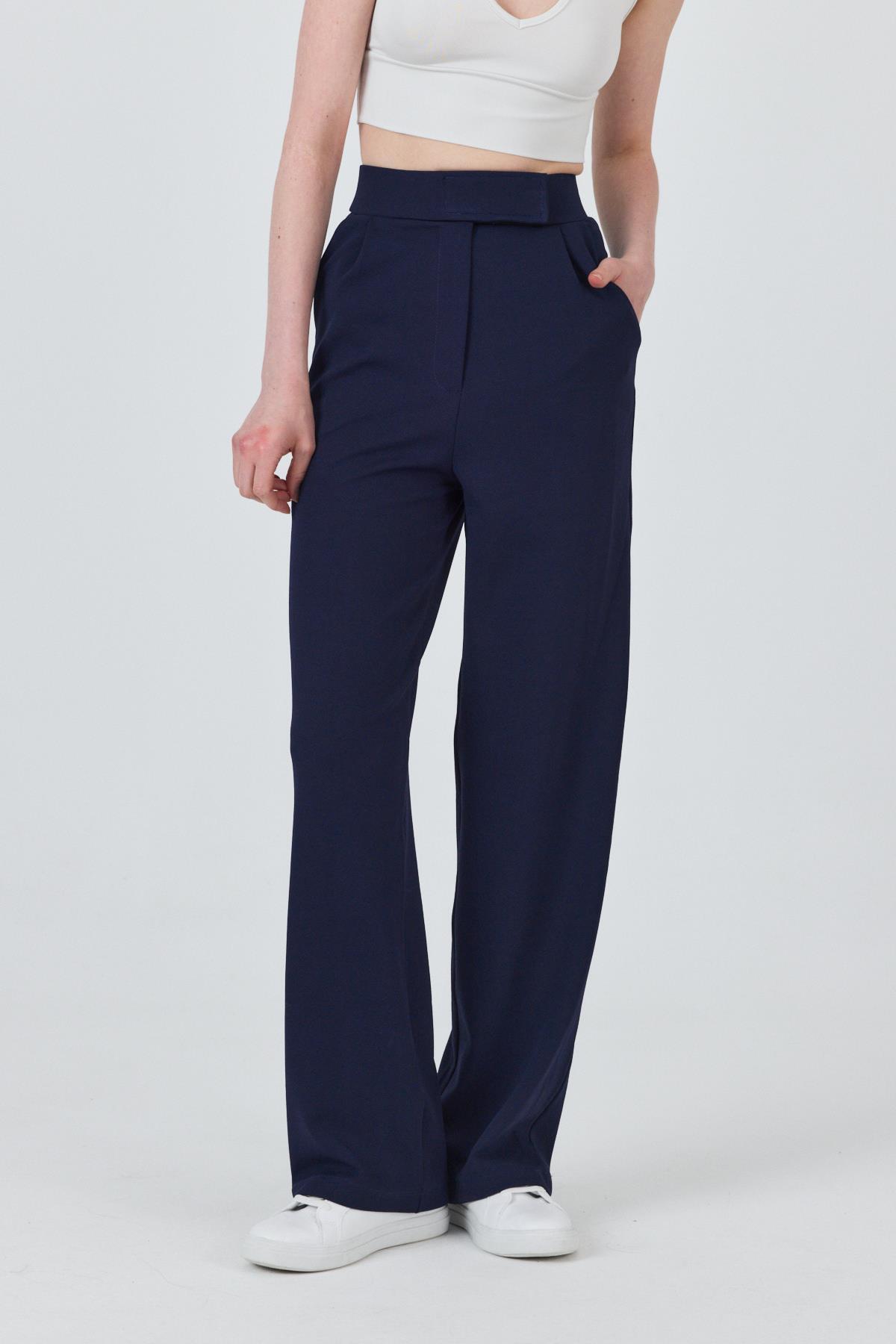 Laci Beli Cırtlı Rahat Palazzo Pantolon 4055A - 3