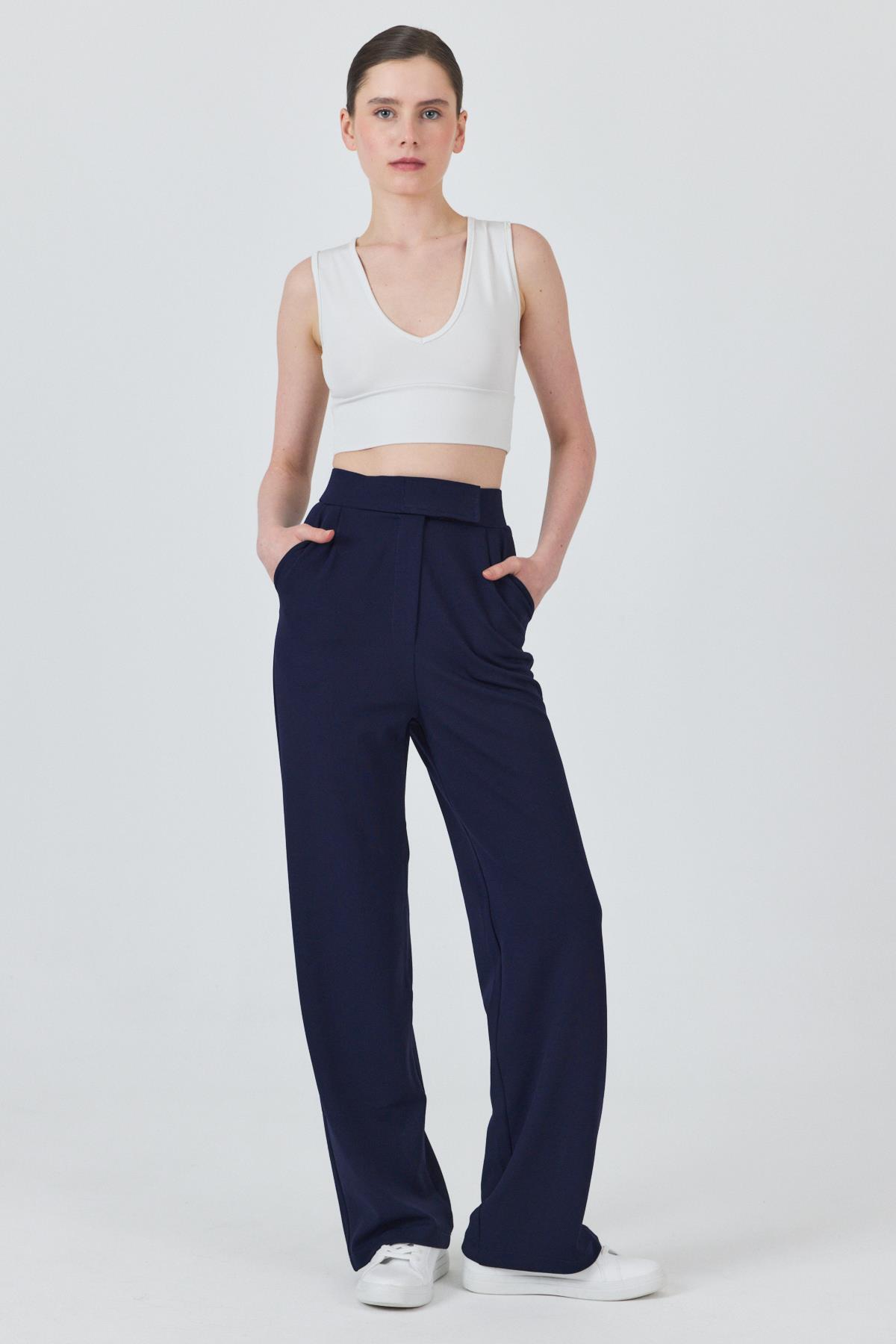 Laci Beli Cırtlı Rahat Palazzo Pantolon 4055A 