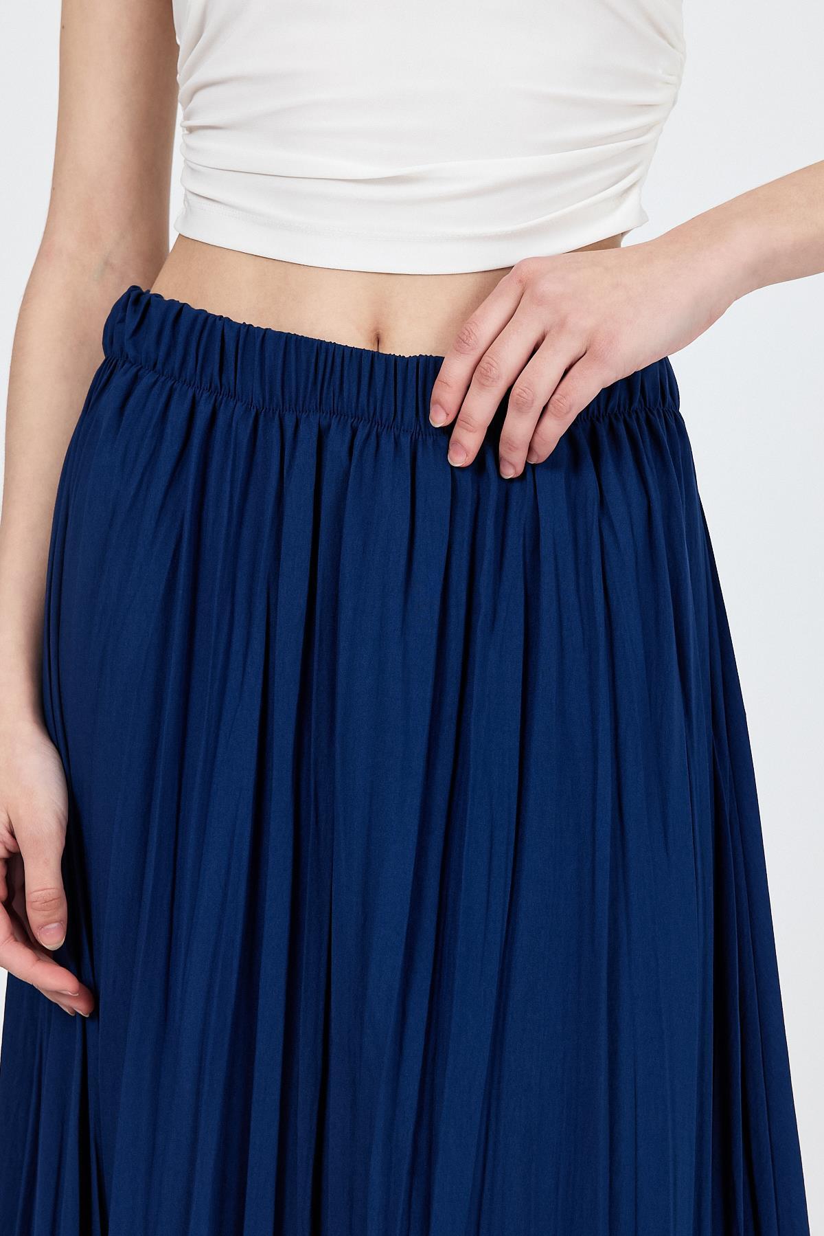 Laci Beli Lastikli Kırışık Kumaş Etek 4692A - 4