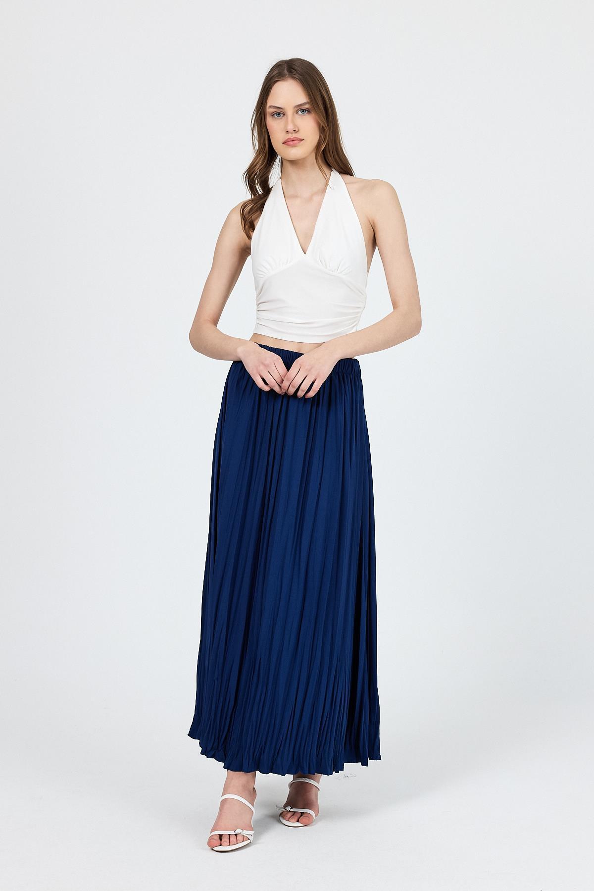 Laci Beli Lastikli Kırışık Kumaş Etek 4692A - 7