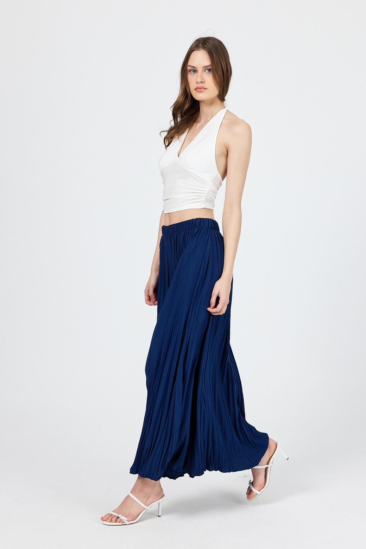 Laci Beli Lastikli Kırışık Kumaş Etek 4692A - 3