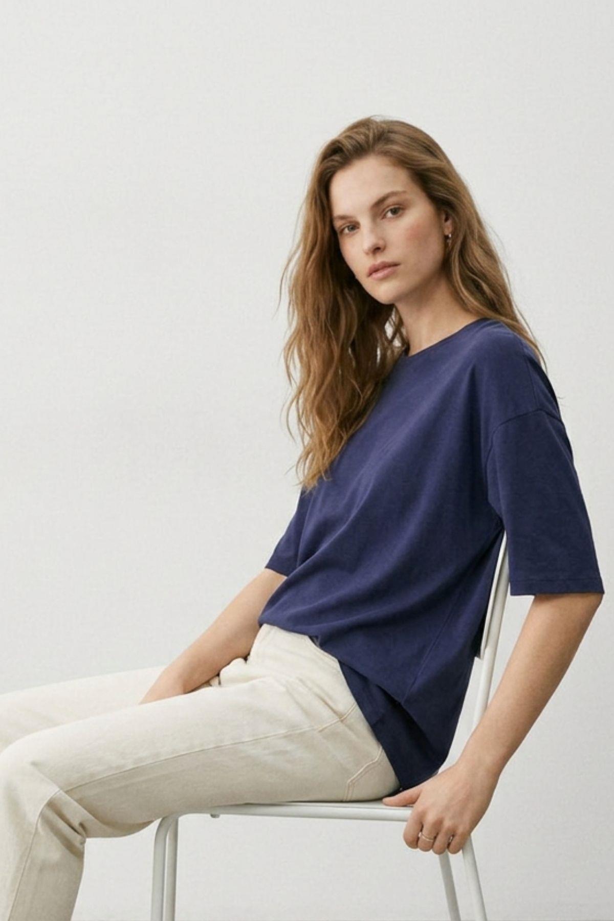 Laci Bisiklet Yaka Oversize Tişört 3659 - 1