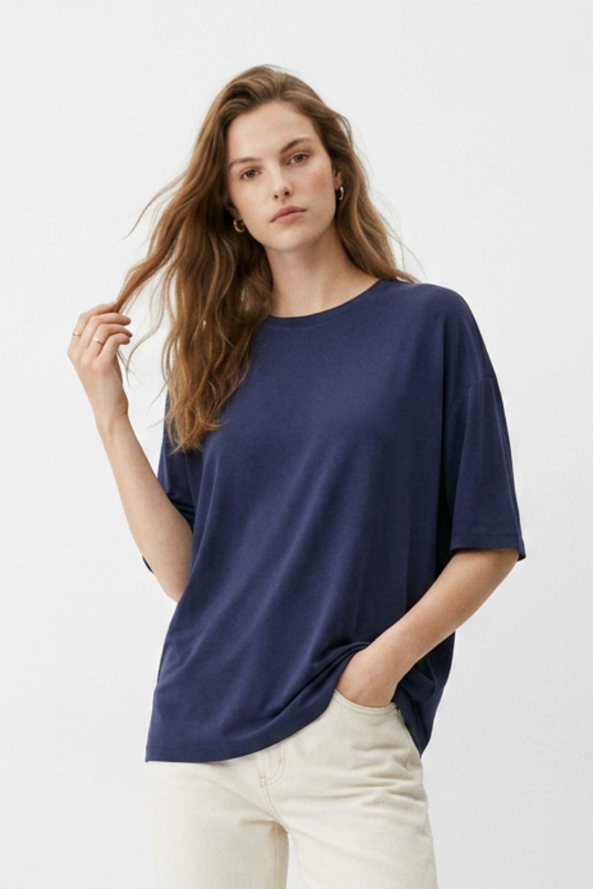 Laci Bisiklet Yaka Oversize Tişört 3659 - 2
