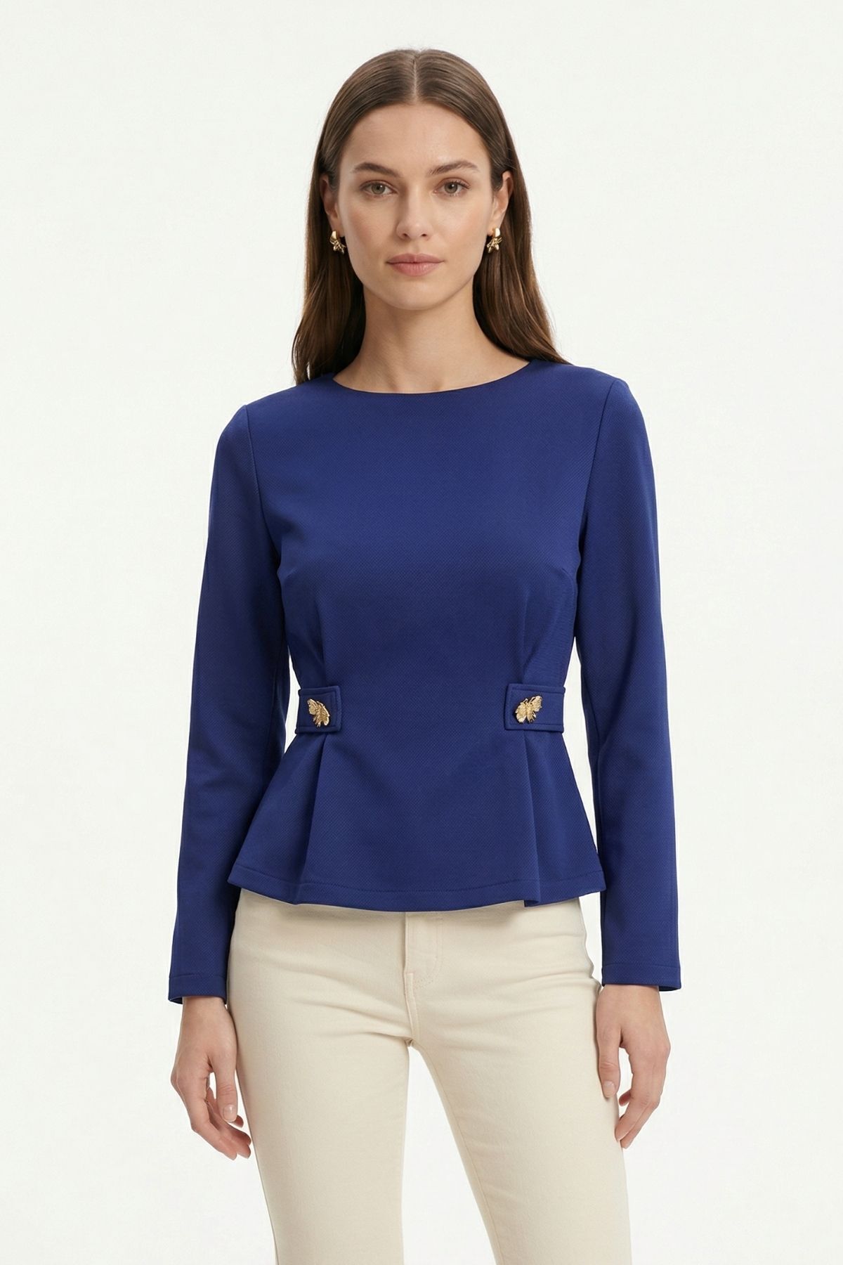 Laci Bisiklet Yaka Uzun Kol Düğmeli Bluz 8492A - RAYS (1)