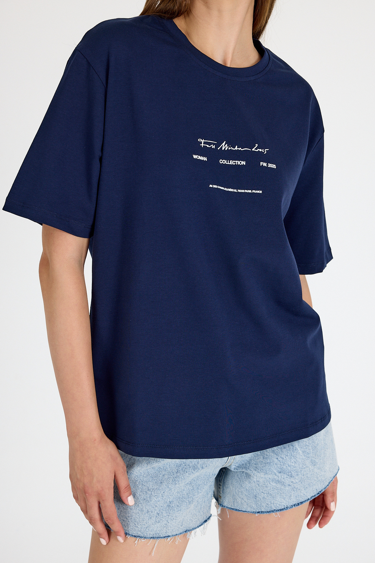 Laci Bisiklet Yaka Yazı Baskılı Oversize Tişört 5832 - 2