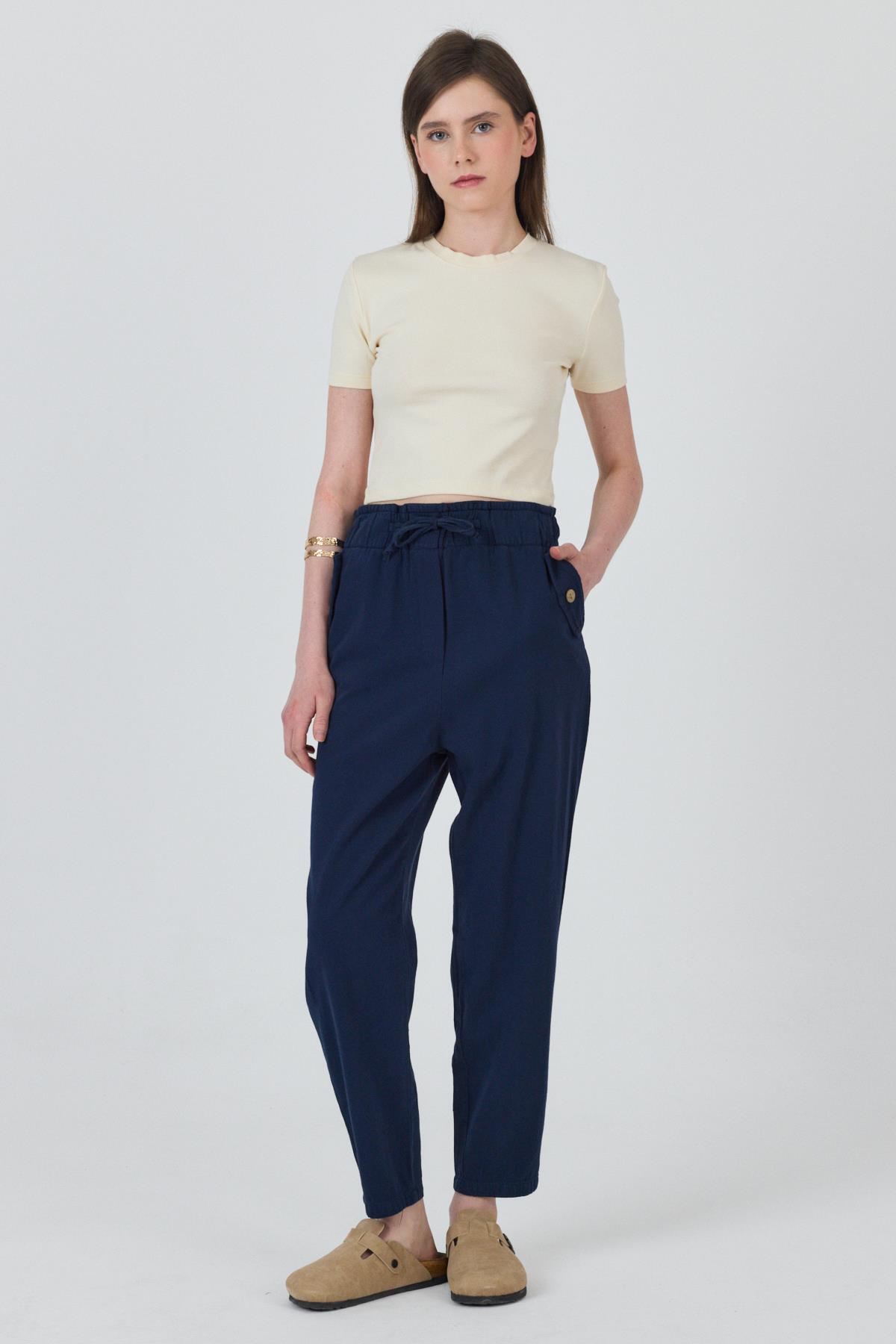 Laci Cep Düğme Detaylı Bel Lastikli Pantolon 006 - RAYS