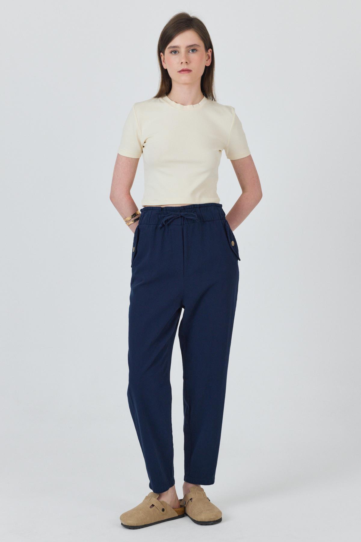 Laci Cep Düğme Detaylı Bel Lastikli Pantolon 006 - 8