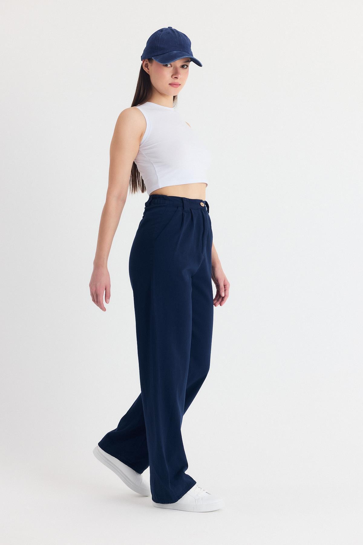 Laci Cepli Pileli Geniş Paça Pantolon 7021 - 2