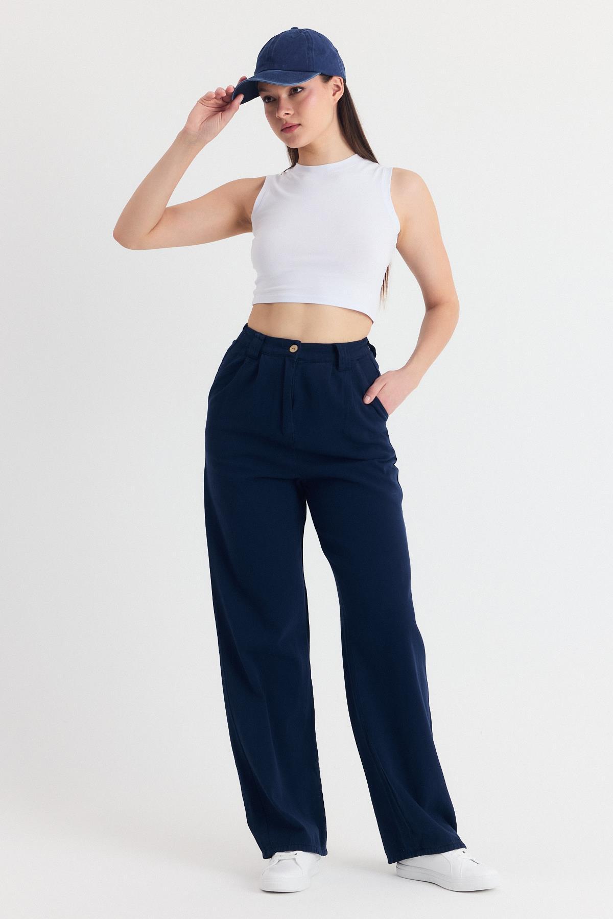 Laci Cepli Pileli Geniş Paça Pantolon 7021 - 1